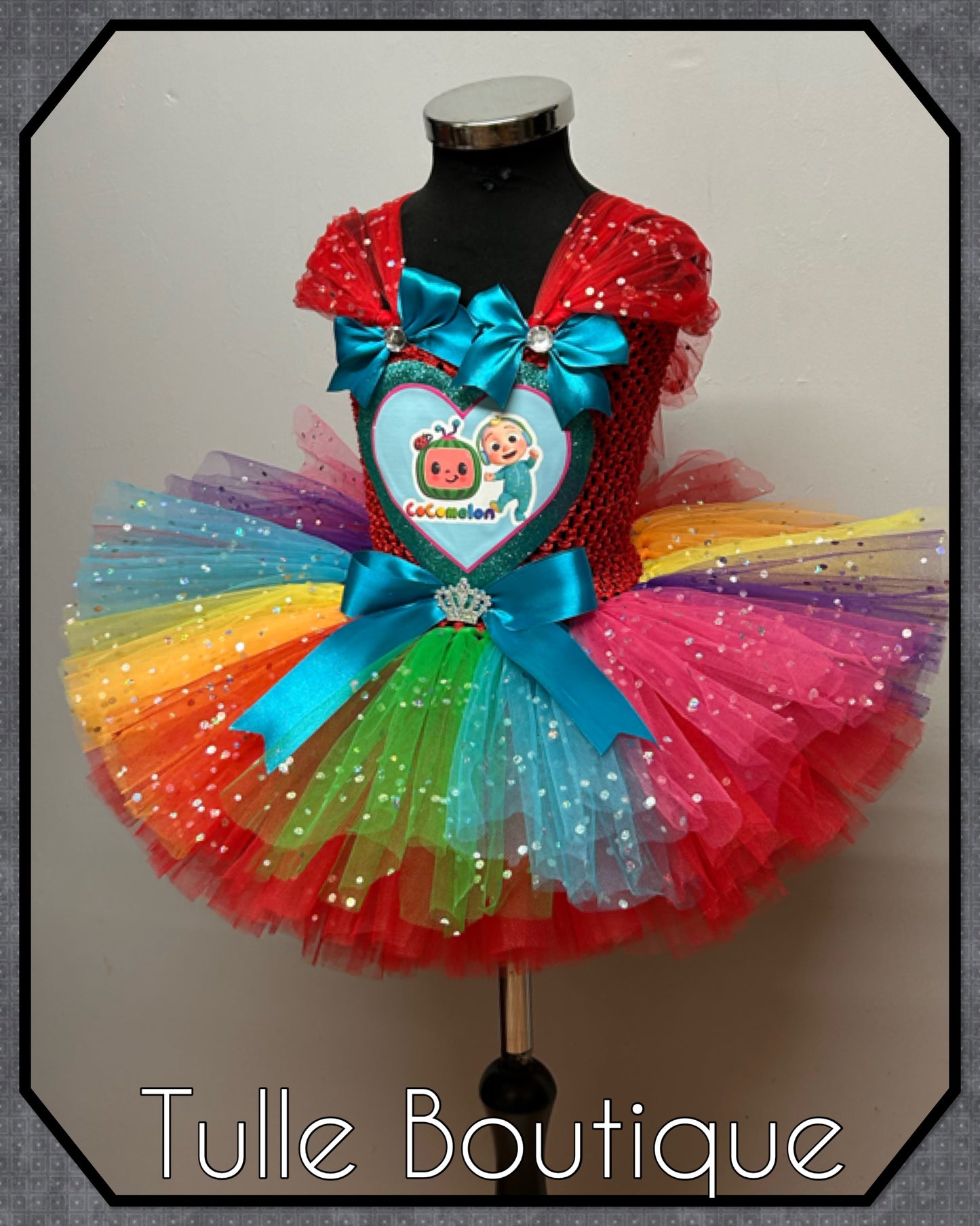 Cocomelon personalized rainbow birthday tutu dress