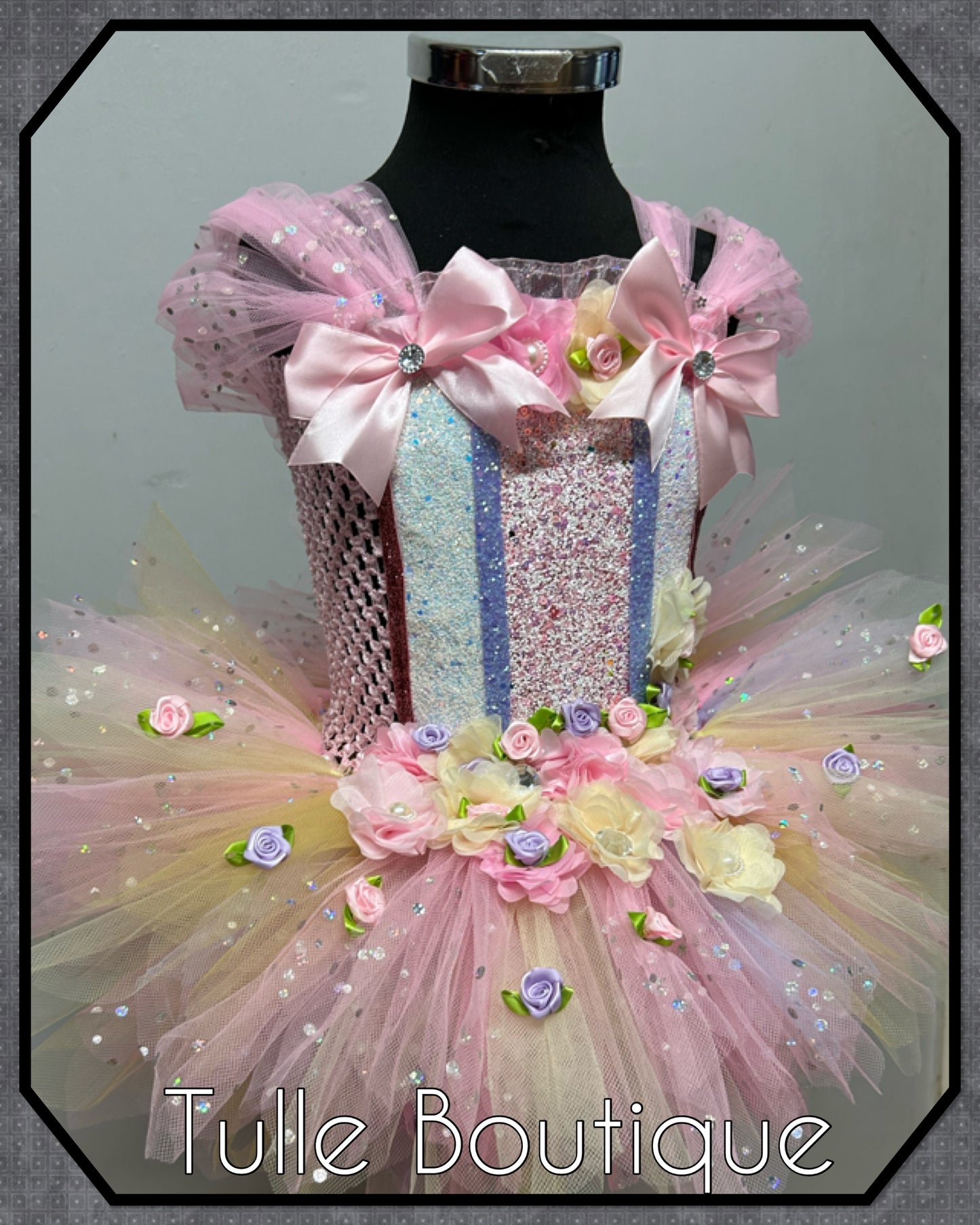 Lena. Girls toddlers Nude pinks flower fairy princess tutu birthday party dress. Fairy first birthday.