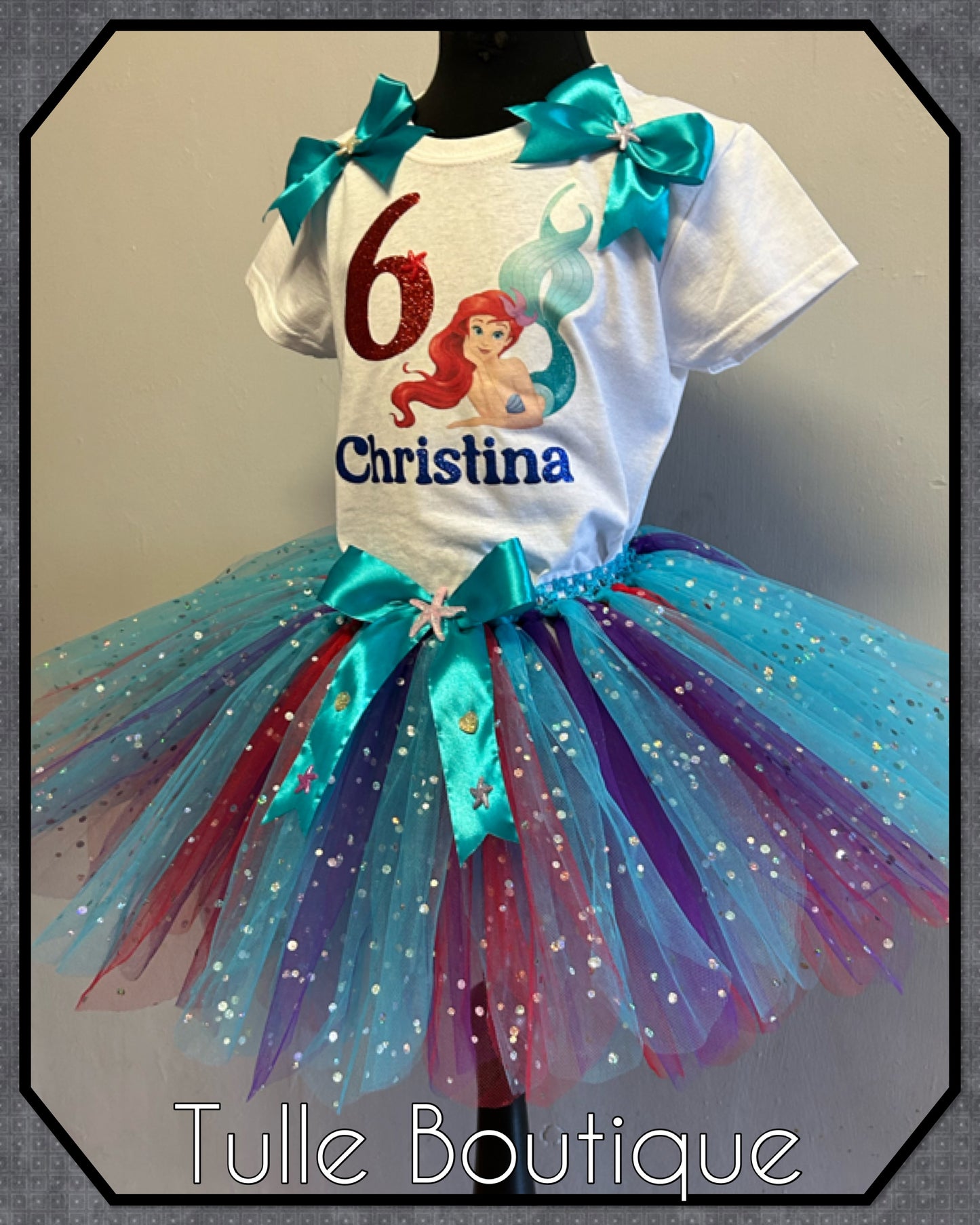 Girls Ariel little mermaid birthday party tutu and T-shirt fancy party outfit
