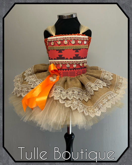 Girls Toddlers Hawaiian princess moana tutu birthday party dress with satin shoulders