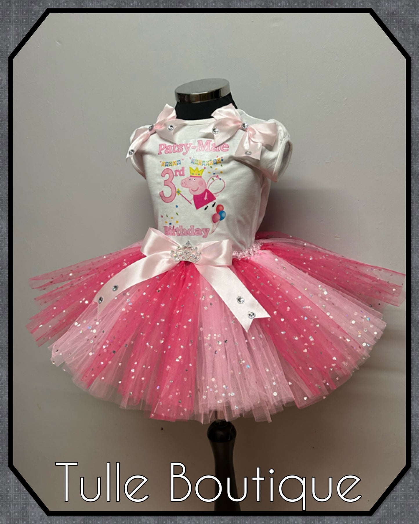 Girls Peppa Pig T-shirt and tutu birthday party outfit