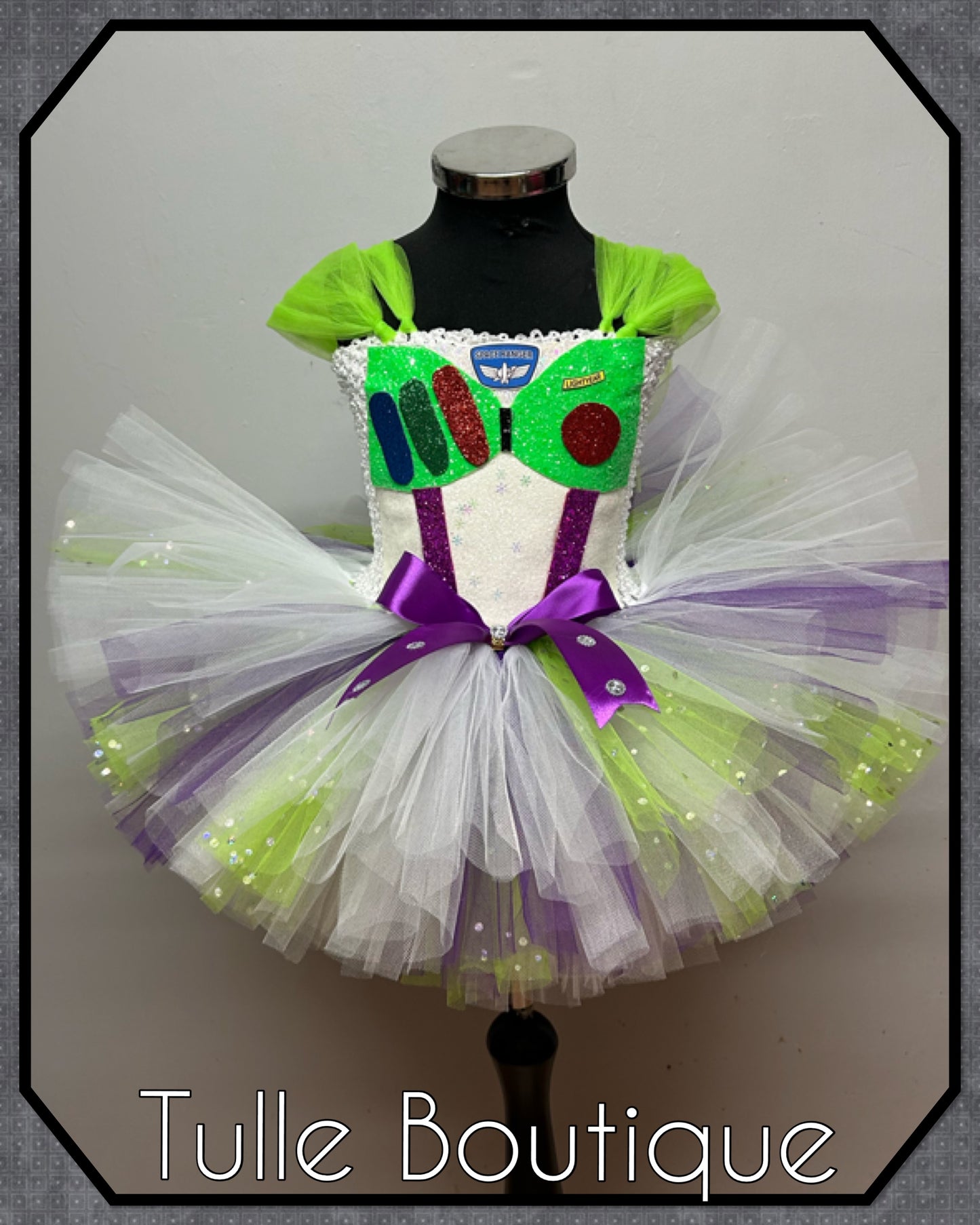 Girls toddlers Toy Story Buzz lightyear Princess ballgown tutu dress Buzz lightyear wings