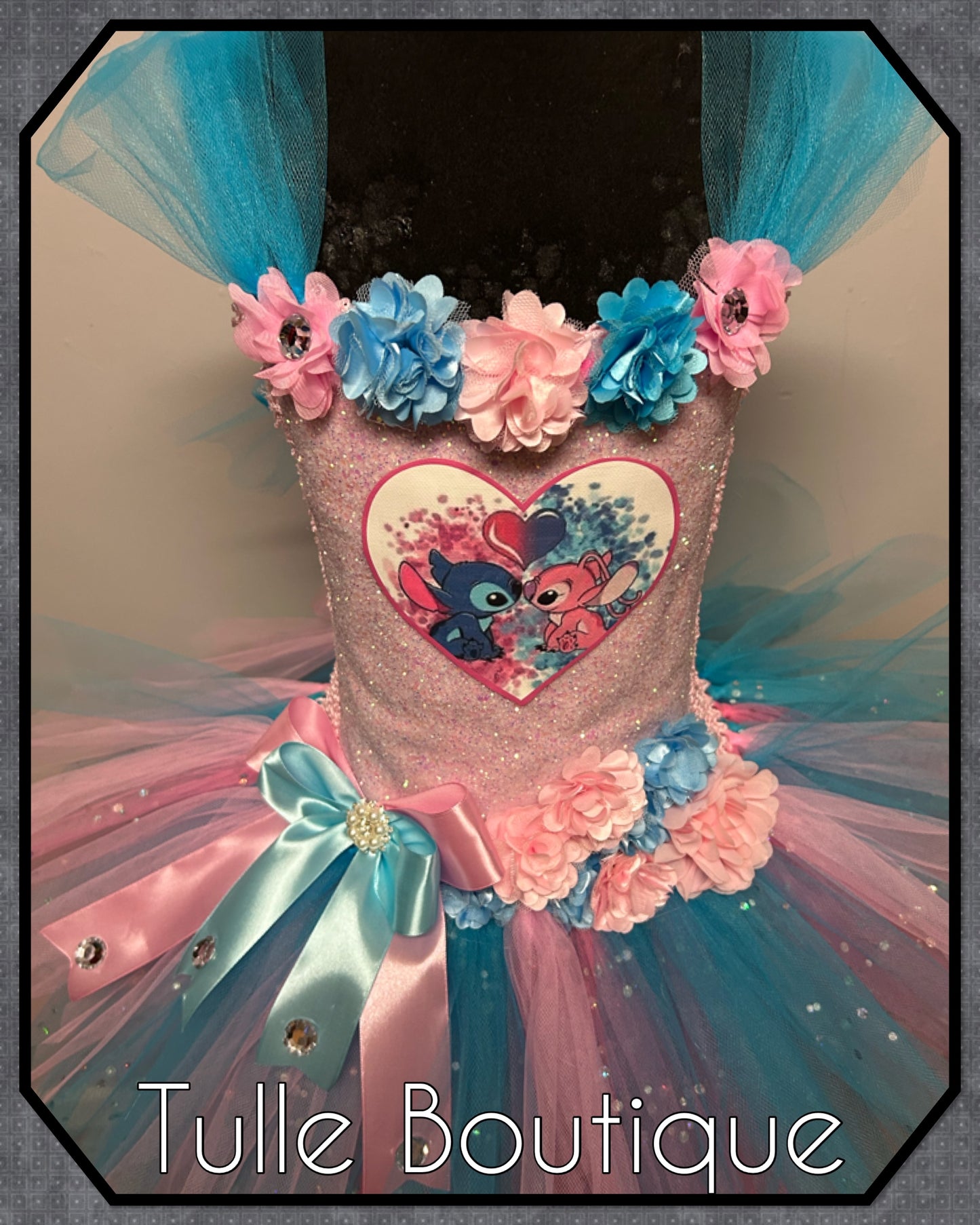 Girls Stitch and Angel themed costume birthday party tutu dress