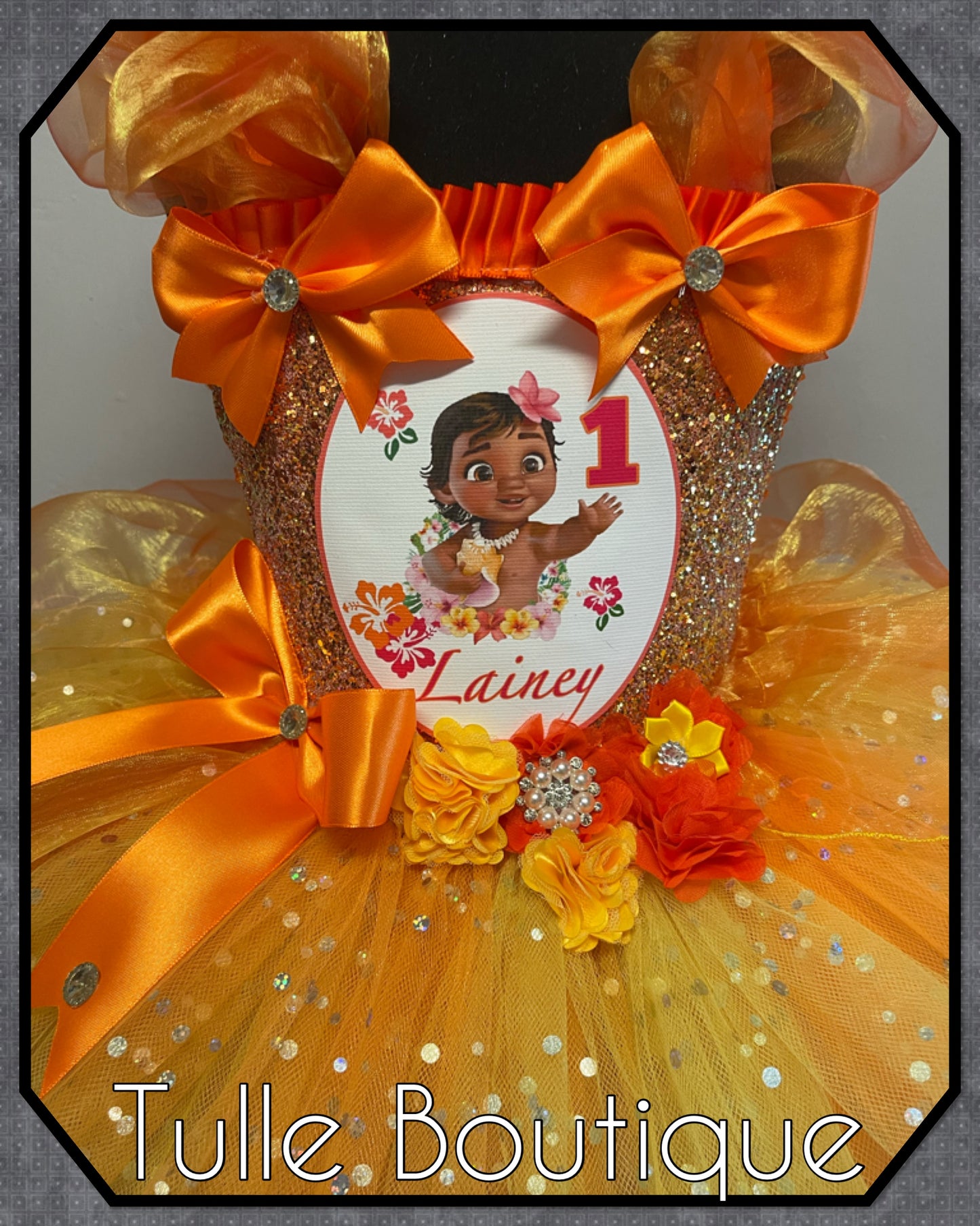 Girls Baby Moana Princess organza orange ballgown tutu dress