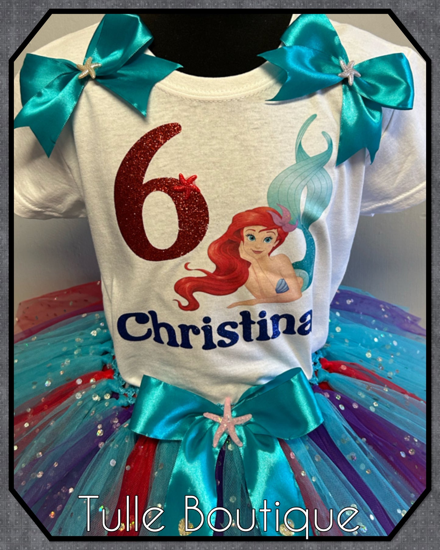 Girls Ariel little mermaid birthday party tutu and T-shirt fancy party outfit