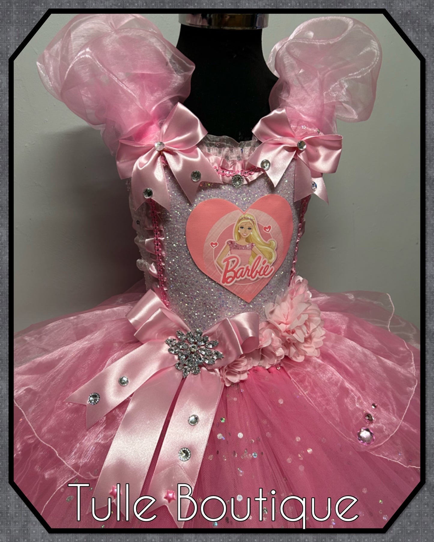 Girls Pink Barbie tutu dress birthday outfit fancy dress costume