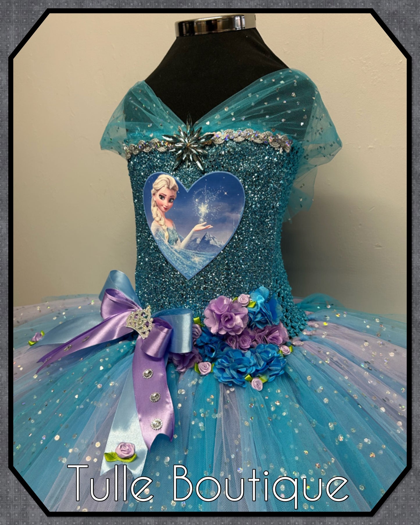 Girls Frozen Elsa princess tutu birthday party dress