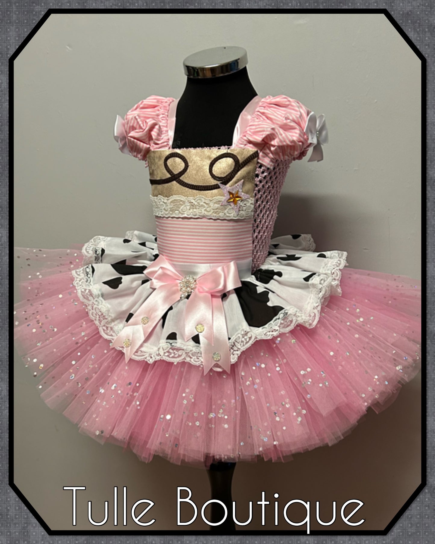 Girls Toddlers Pink Cowgirl rodeo Princess ballgown tutu dress