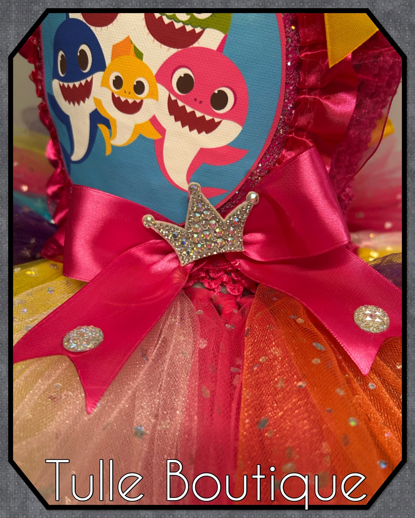 Girls toddlers baby shark rainbow birthday tutu dress