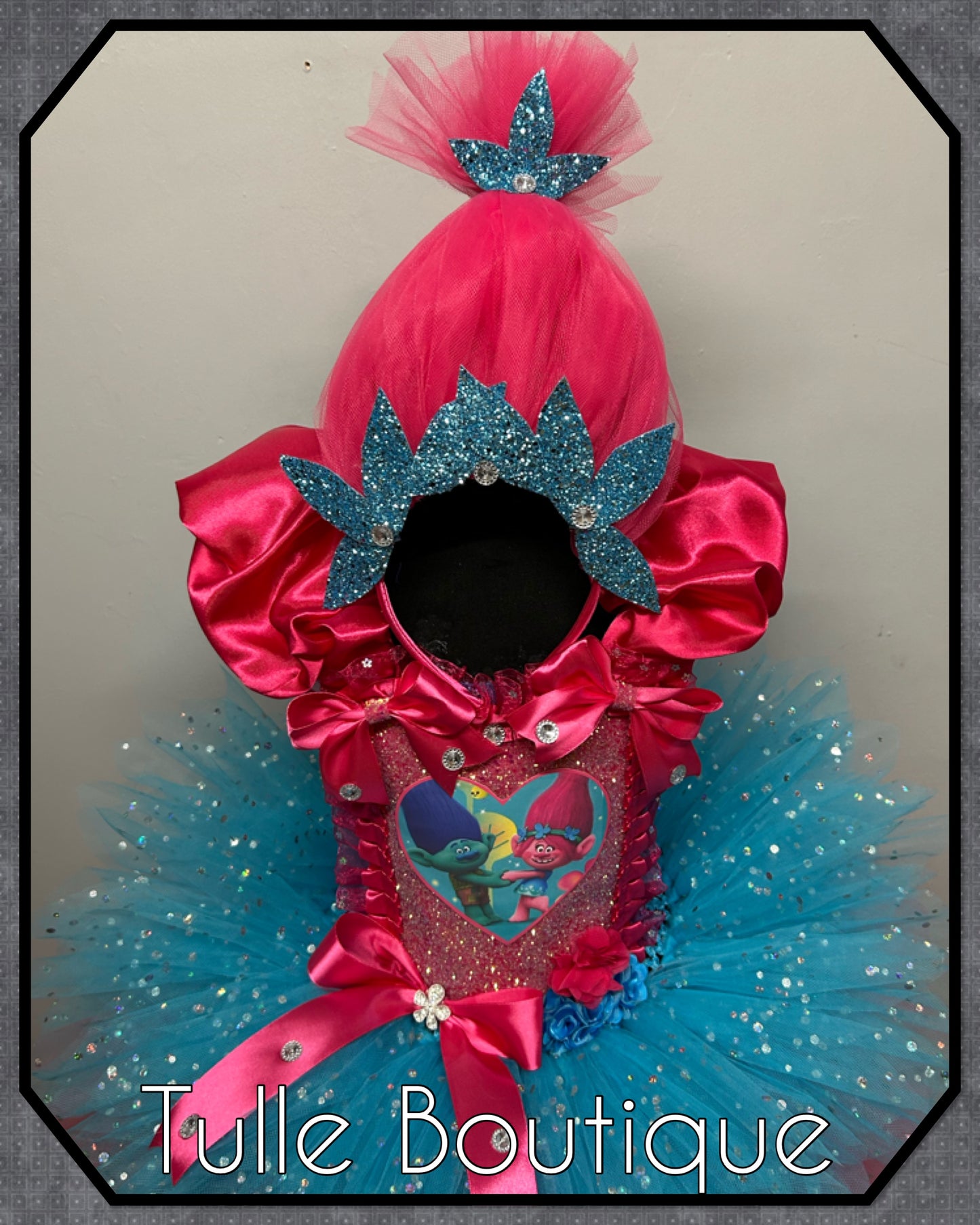 Girls princess poppy trolls birthday ballgown party tutu dress
