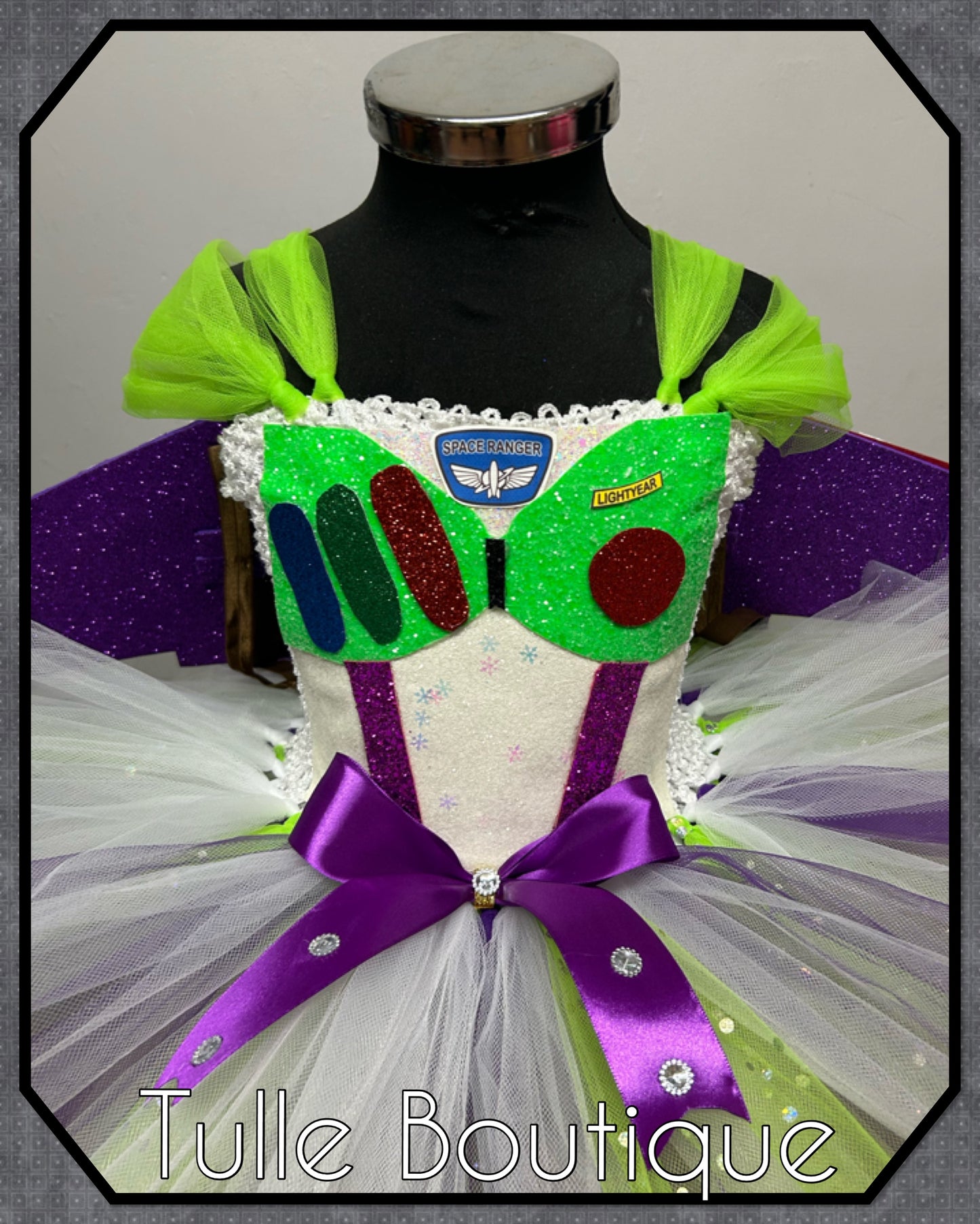 Girls toddlers Toy Story Buzz lightyear Princess ballgown tutu dress Buzz lightyear wings