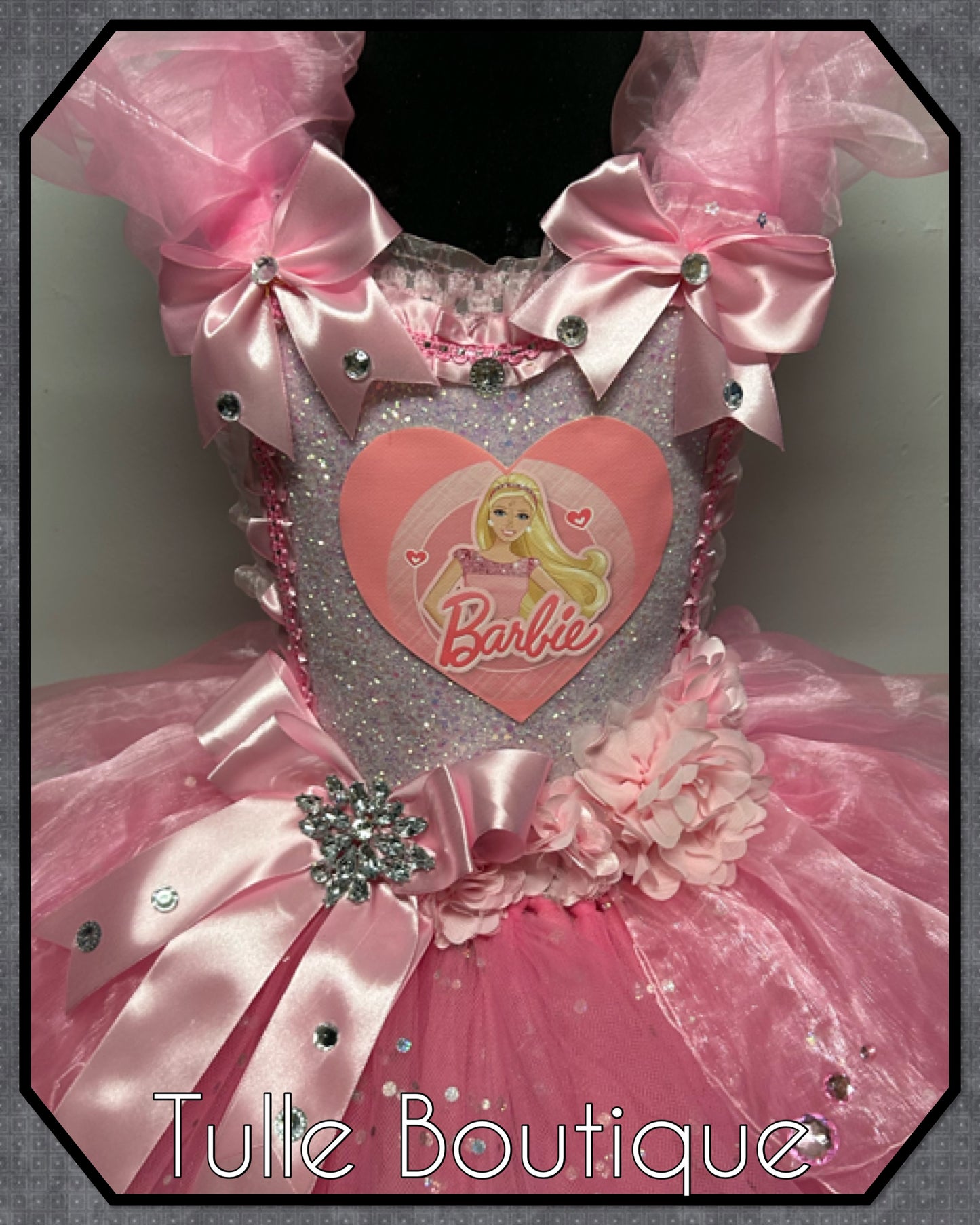Girls Pink Barbie tutu dress birthday outfit fancy dress costume