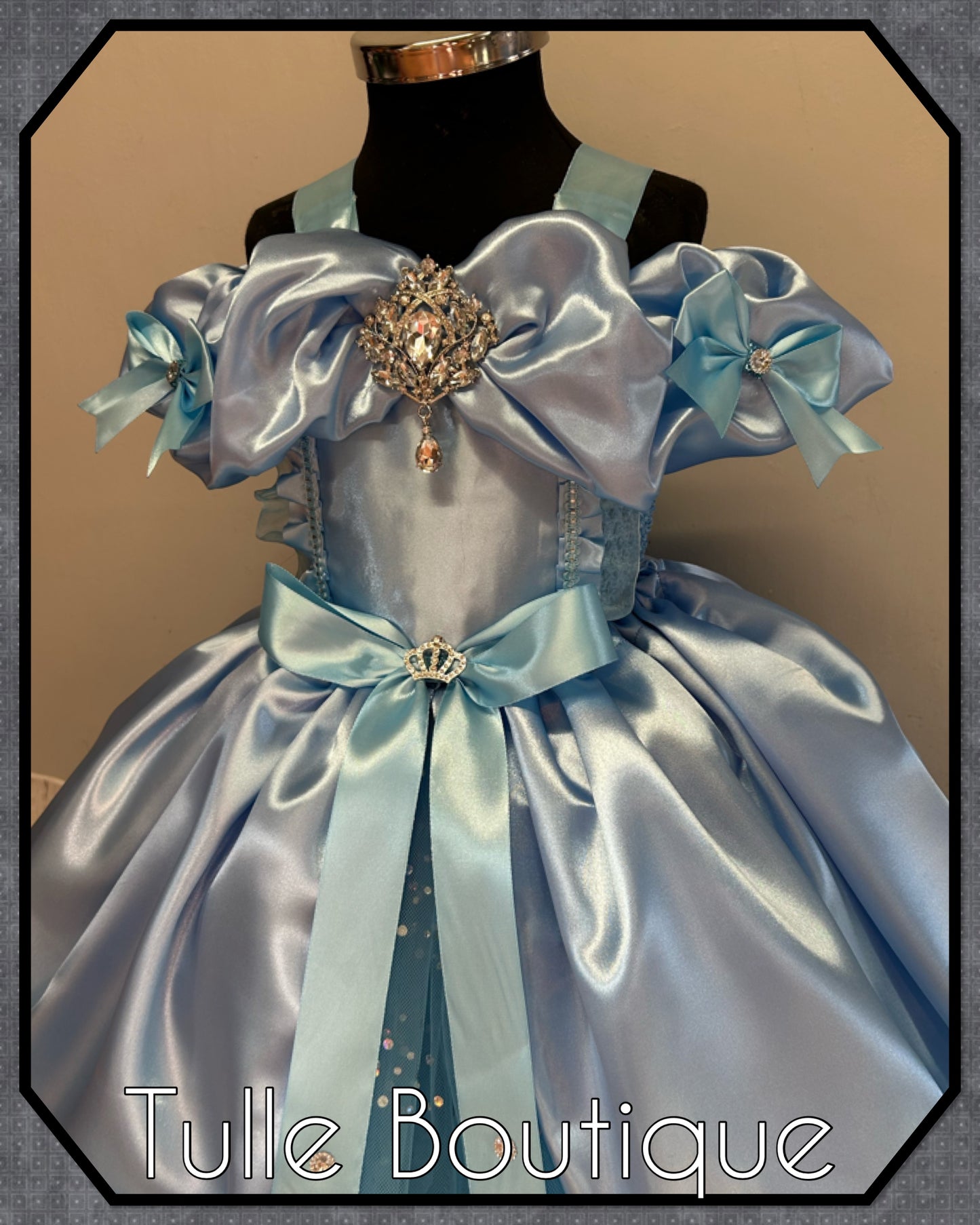 Girls toddlers Princess full length sky blue ballgown tutu dress