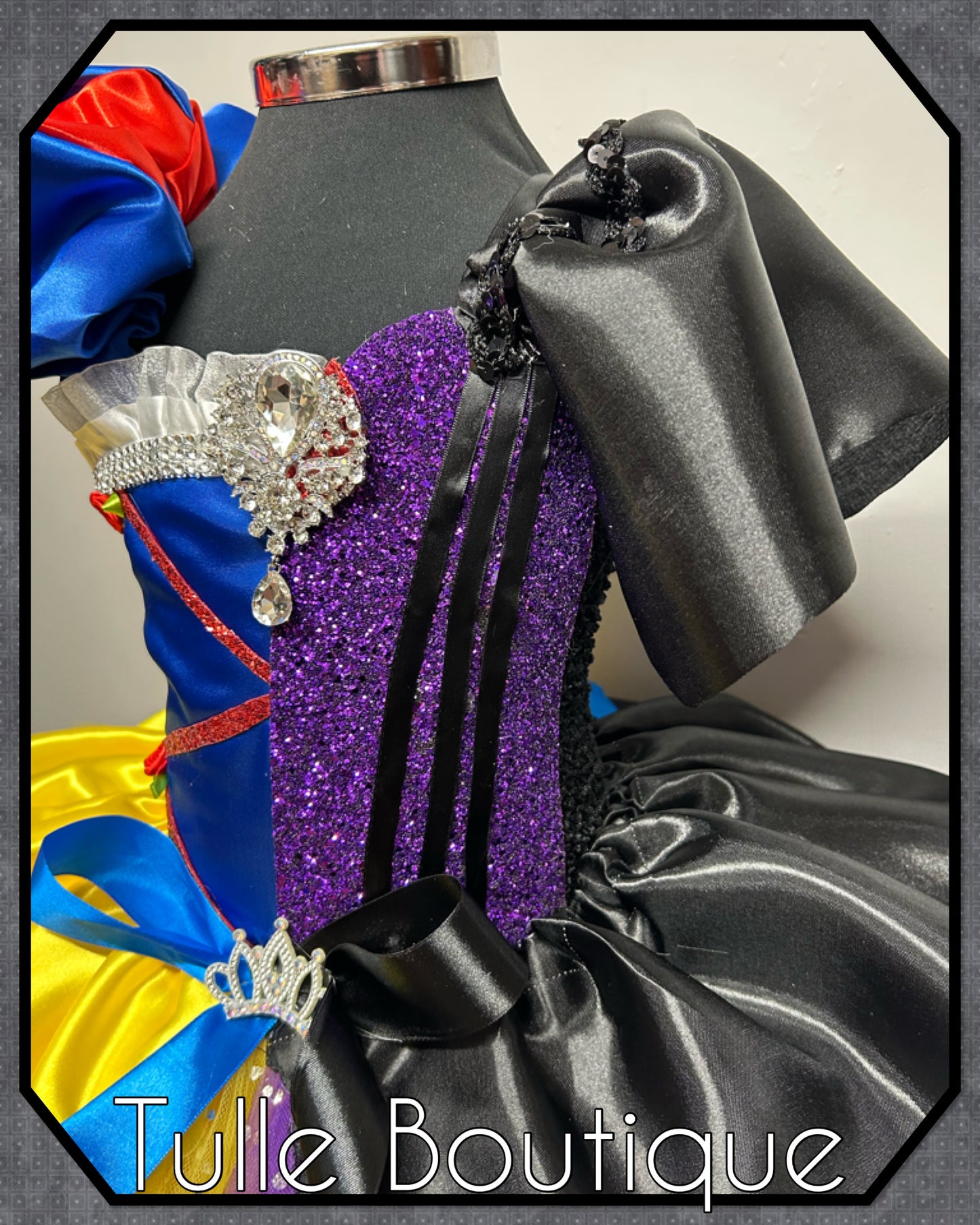 Girls Toddlers half and half ballgown Snow White and Evil Queen tutu dress fancy dress costume