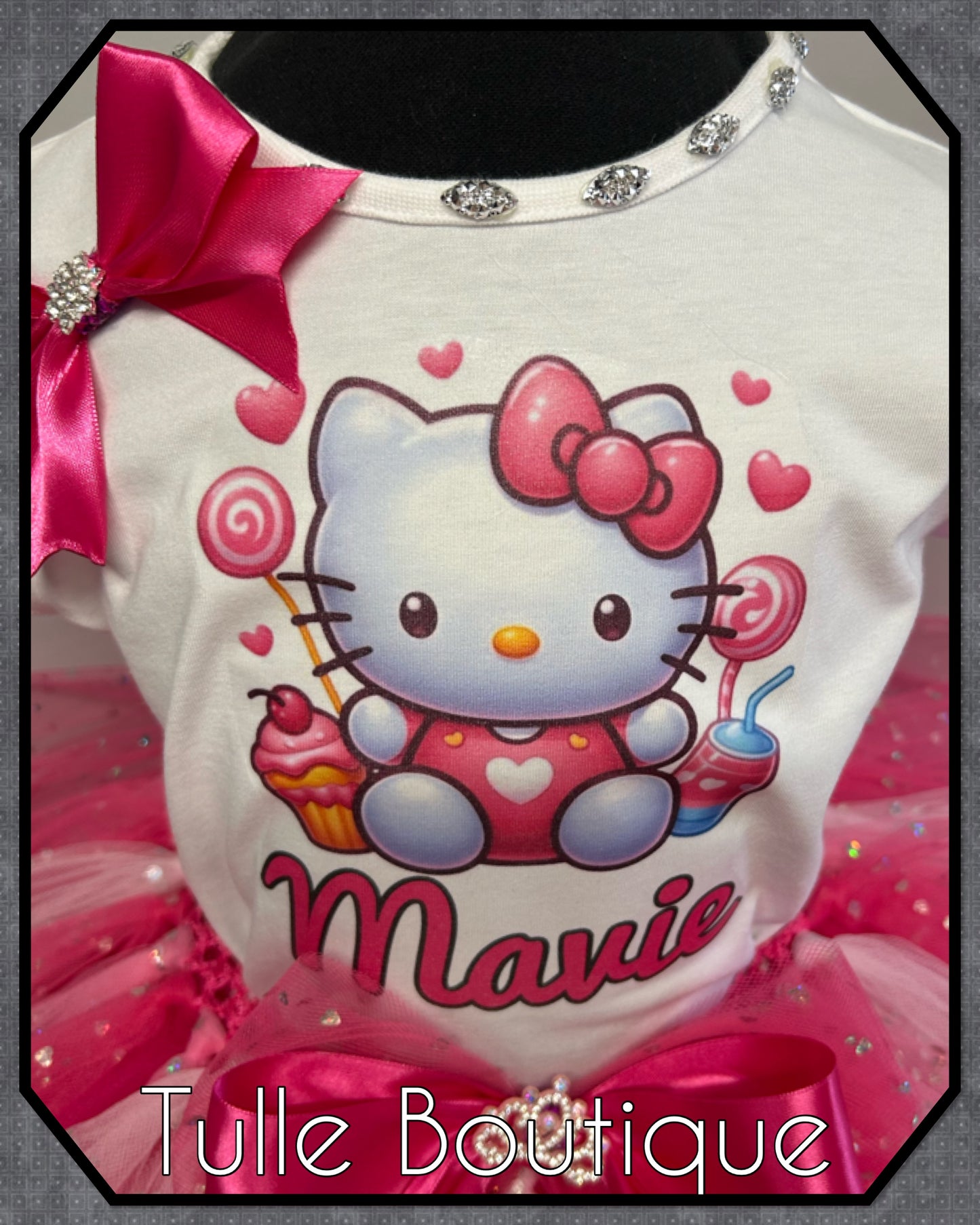Girls Hello Kitty personalised T-shirt and tutu birthday party outfit dress
