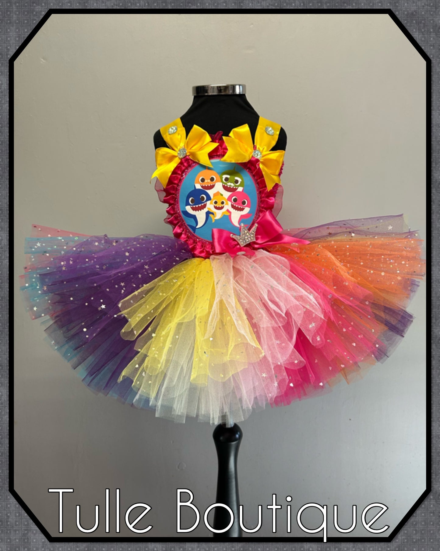 Girls toddlers baby shark rainbow birthday tutu dress