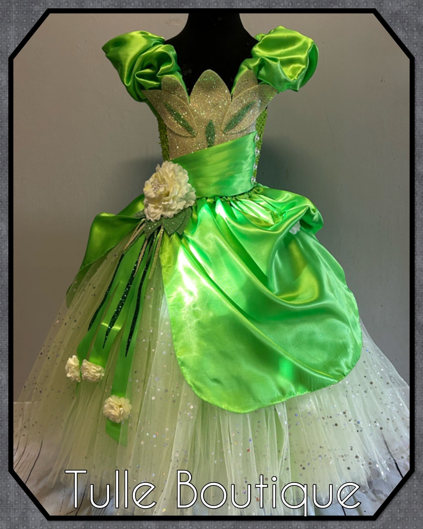 Girls Princess Tiana full length ballgown princess and the frog tutu dress