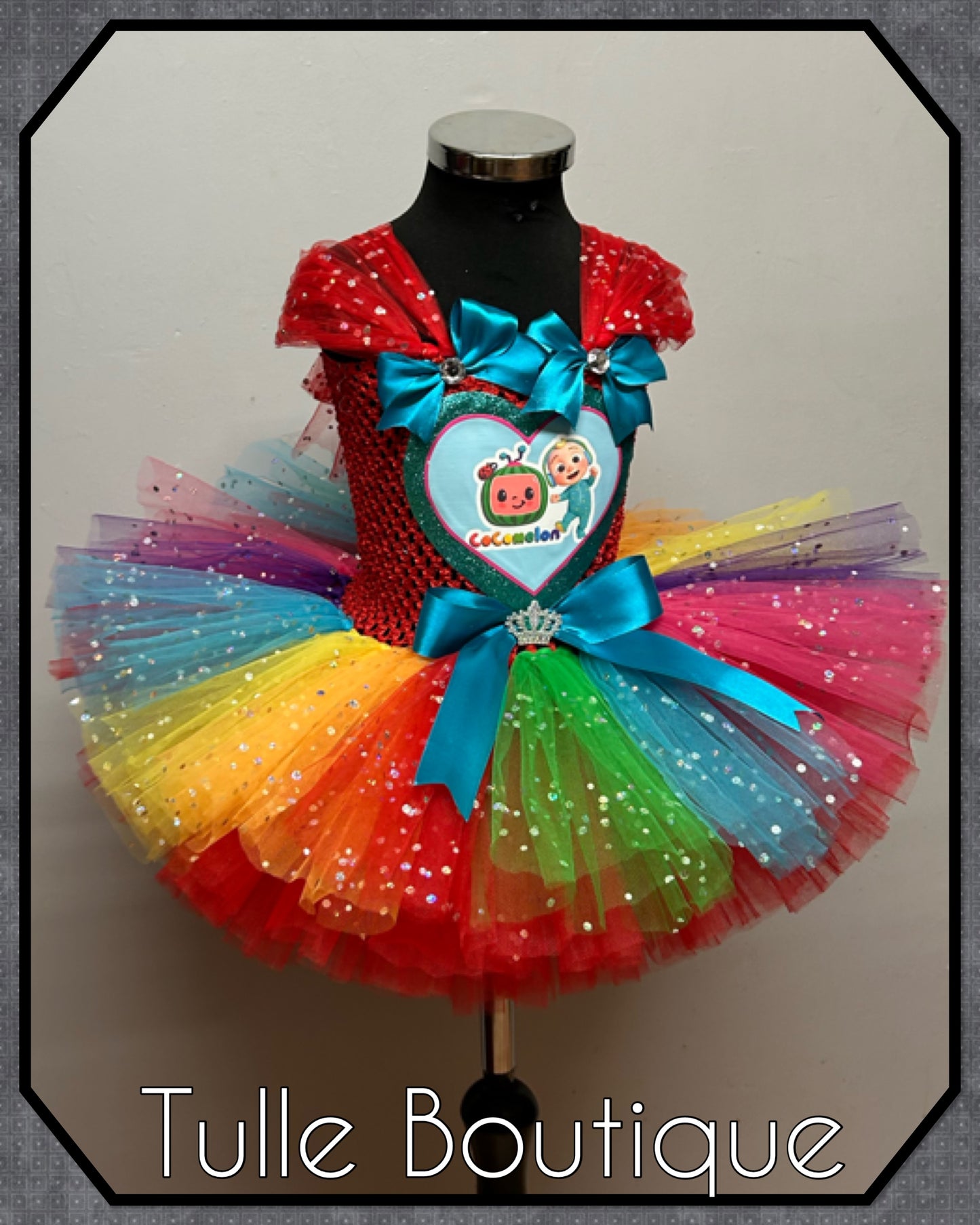 Cocomelon personalized rainbow birthday tutu dress