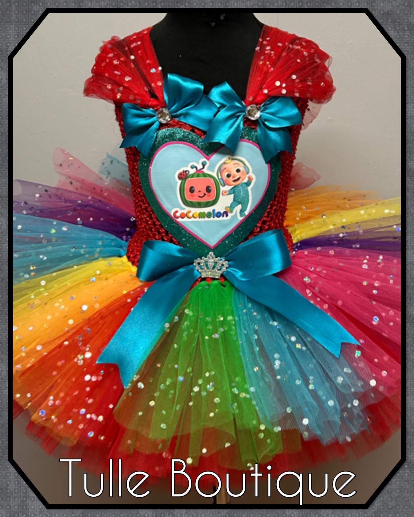 Cocomelon personalized rainbow birthday tutu dress