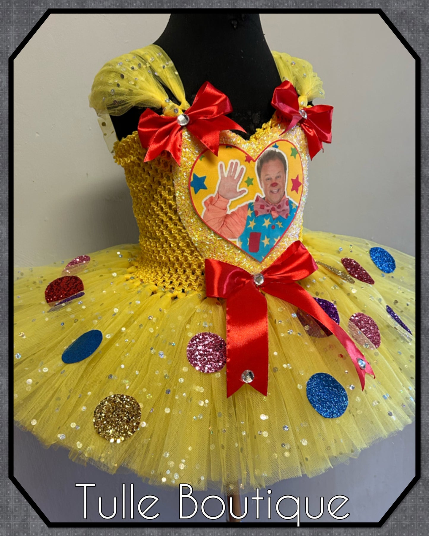 Girls Mr Tumble glitter spotty birthday tutu dress