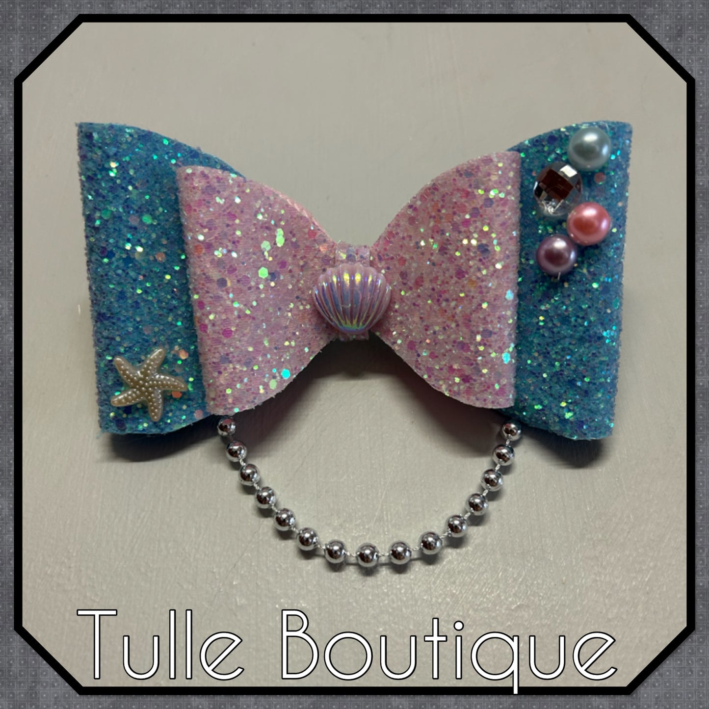Fishtail mermaid Pearl and glitter tutu dress with fitted bottom.