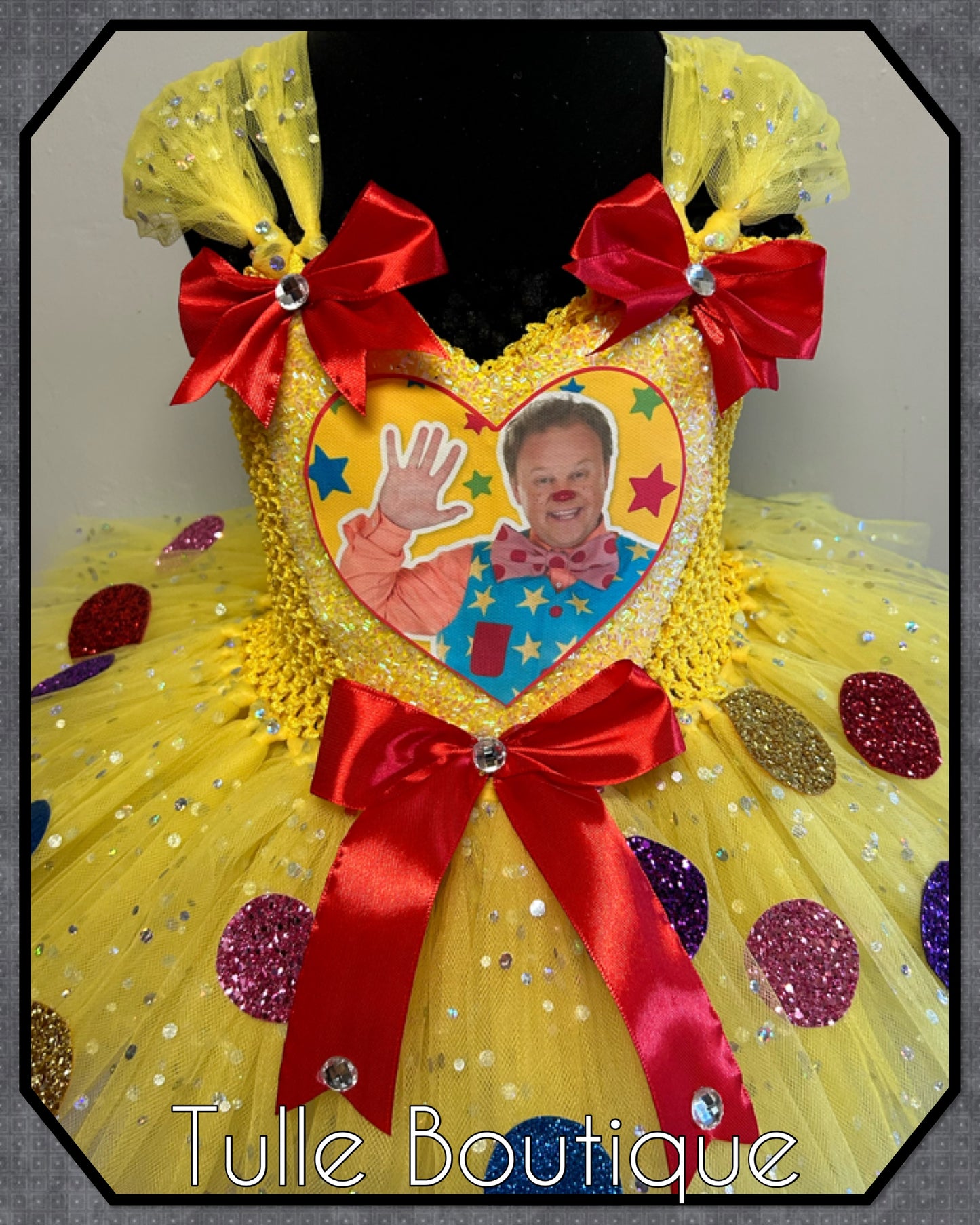 Girls Mr Tumble glitter spotty birthday tutu dress