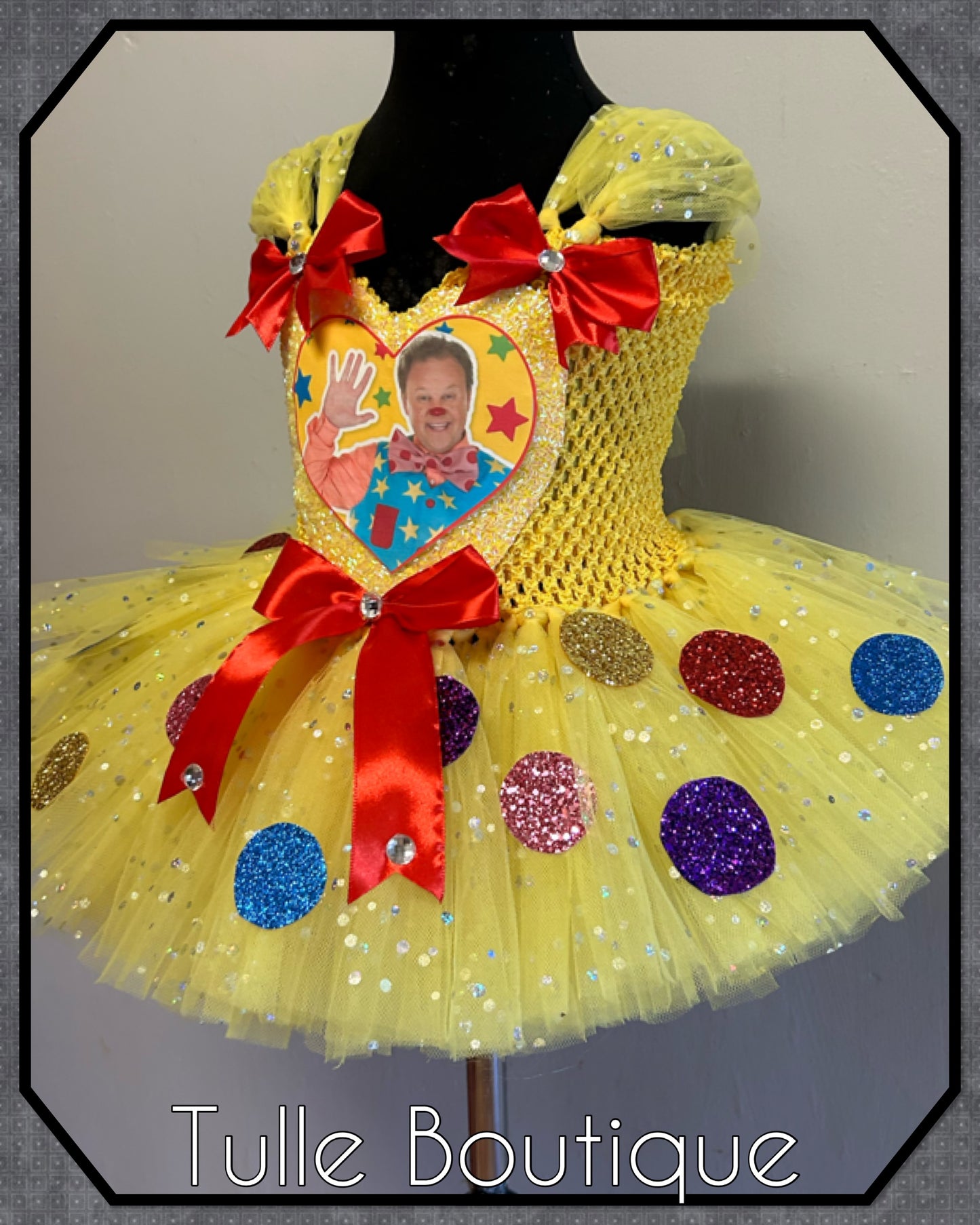 Girls Mr Tumble glitter spotty birthday tutu dress