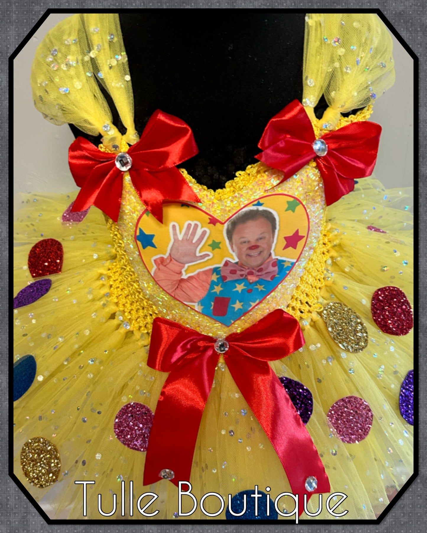 Girls Mr Tumble glitter spotty birthday tutu dress