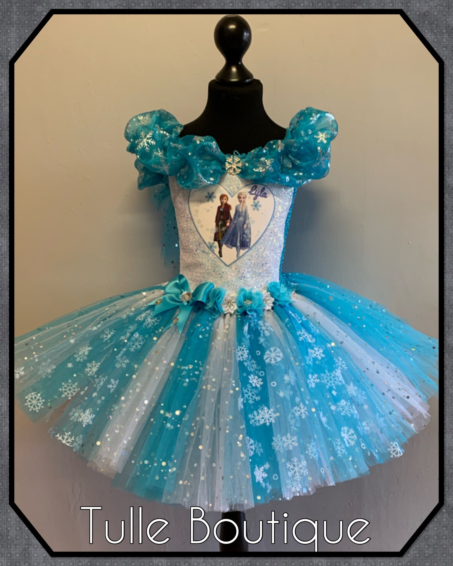 Frozen Elsa and Anna snowflake ballgown tutu dress and cape