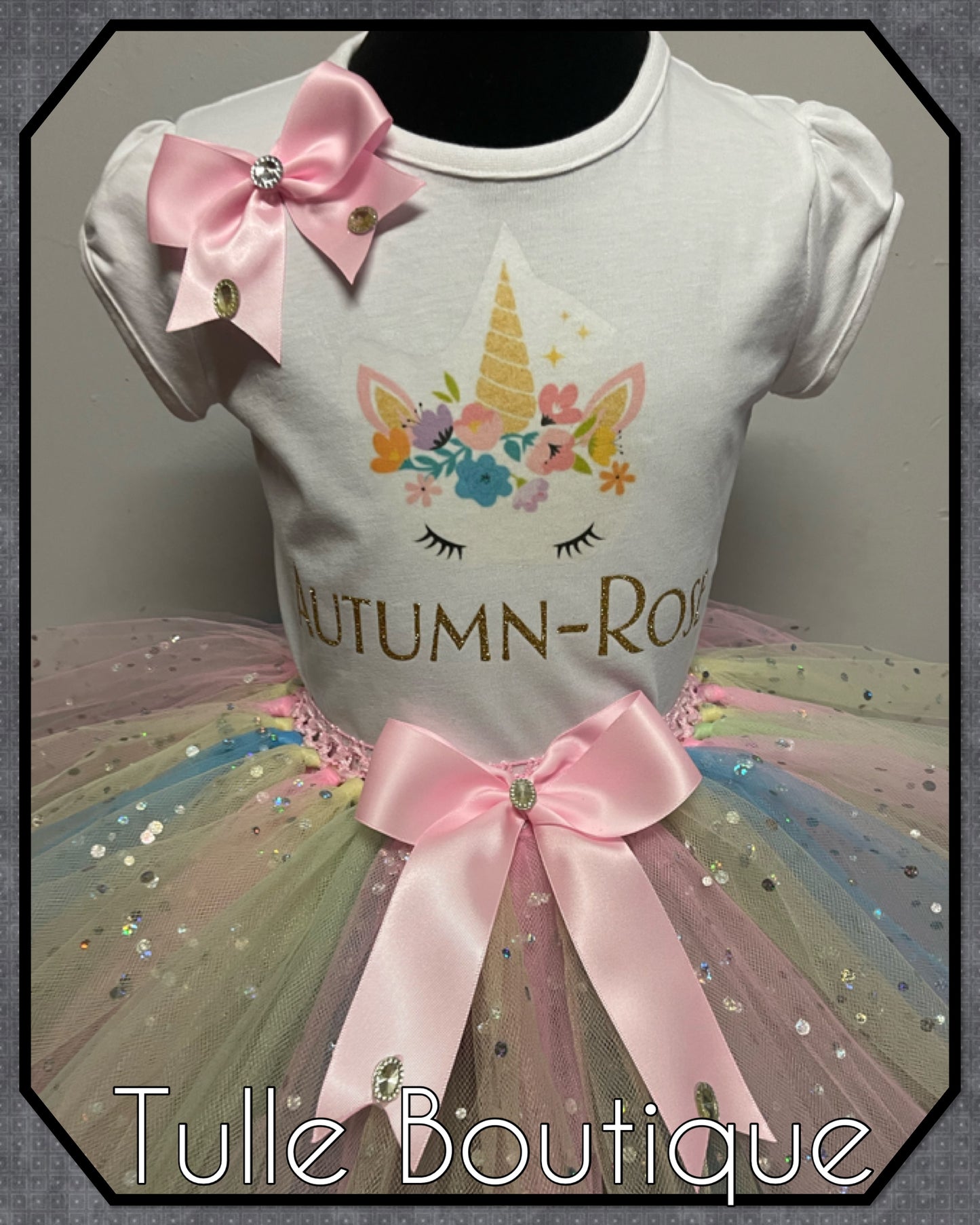 Pastel Rainbow unicorn T-shirt and tutu birthday party outfit