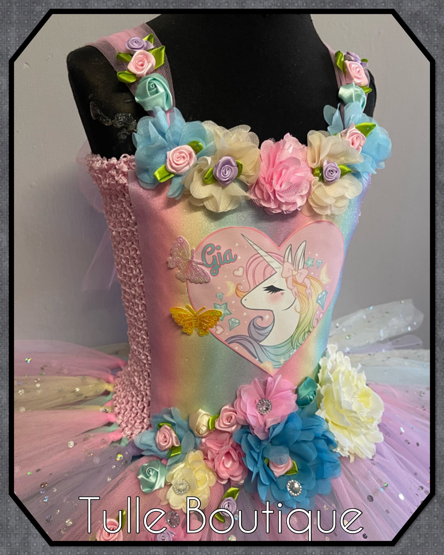 LUCY. Pastel Rainbow Unicorn princess tutu birthday party dress