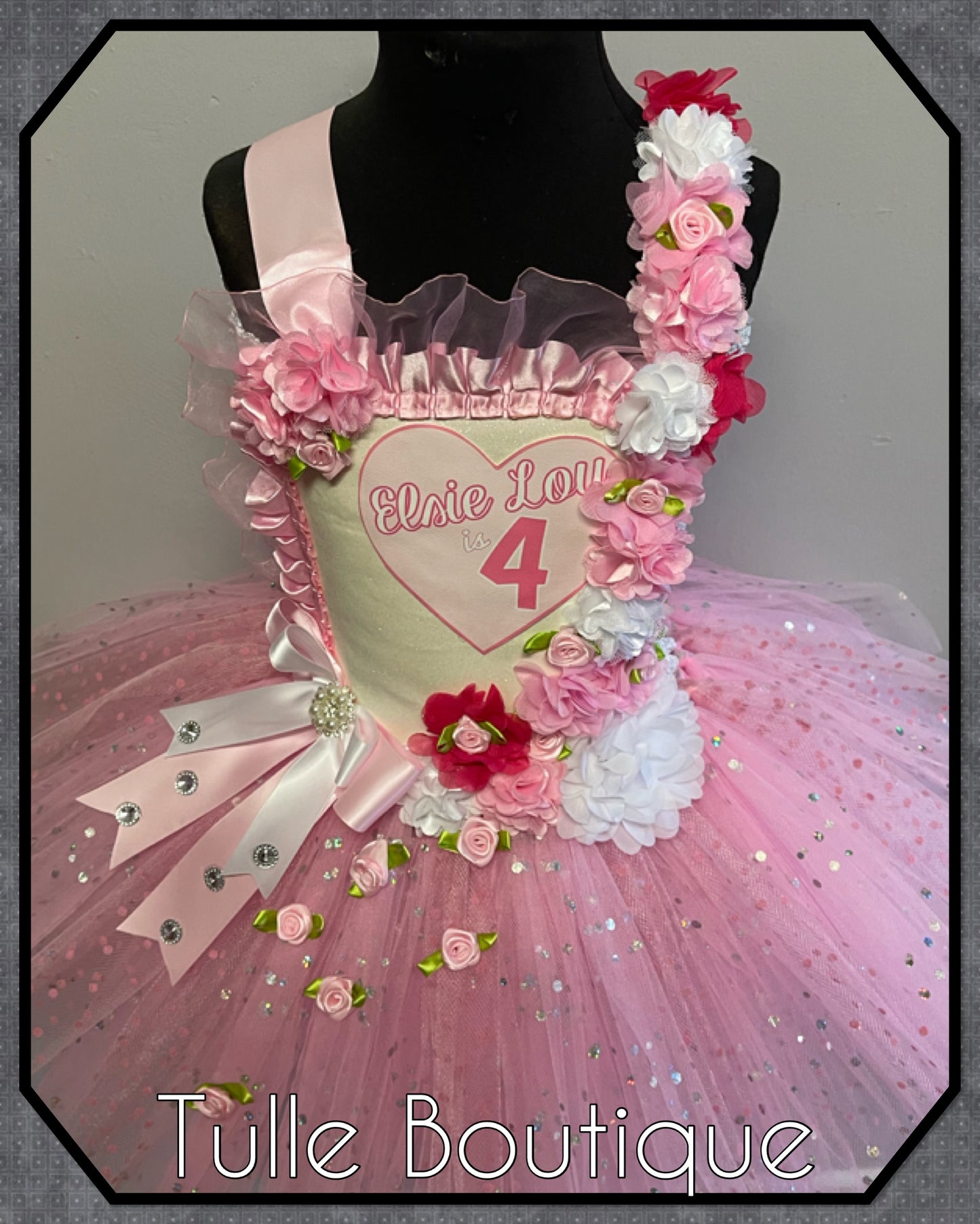 Girls Baby pink personalized Princess ballgown tutu dress