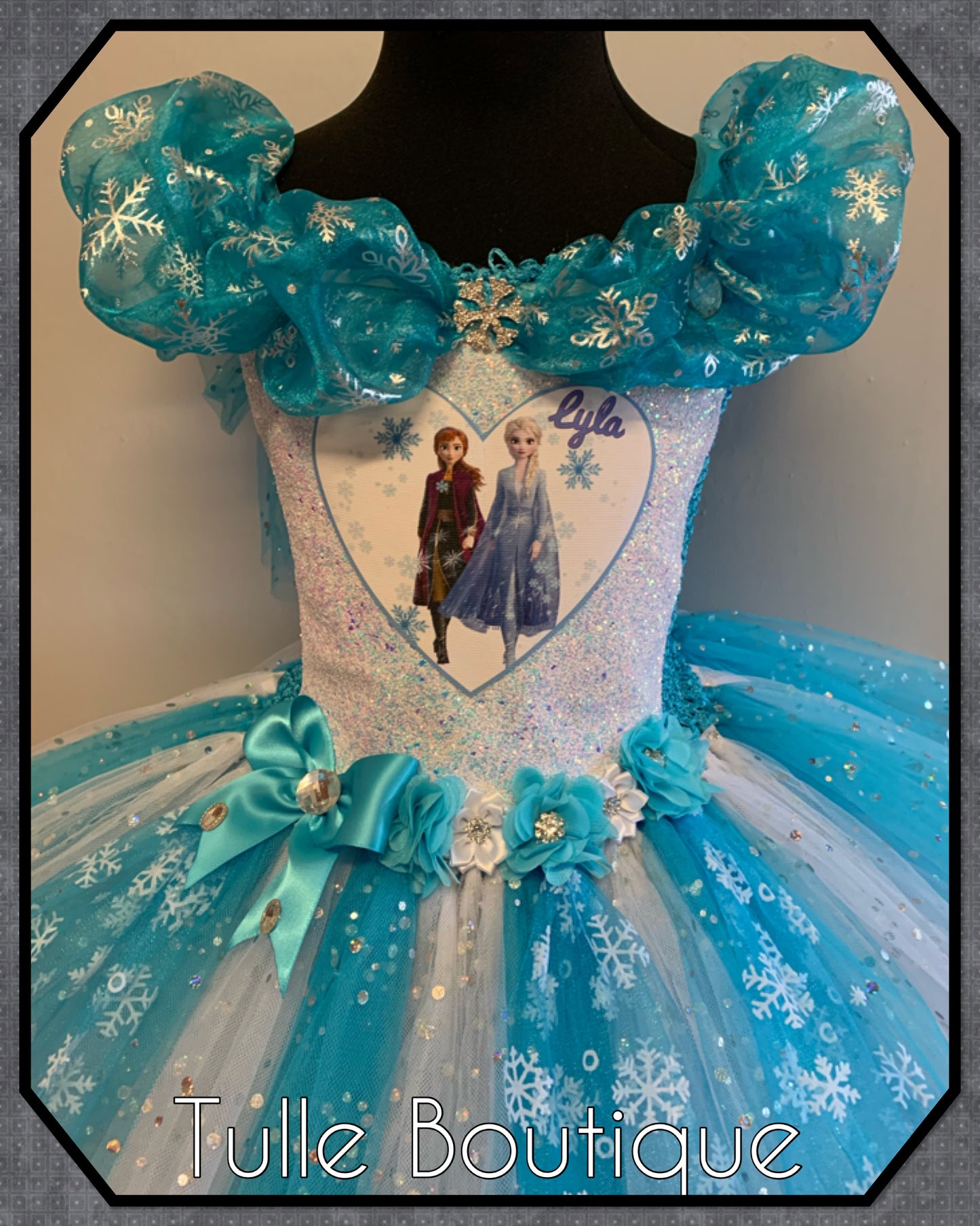 Frozen Elsa and Anna snowflake ballgown tutu dress and cape