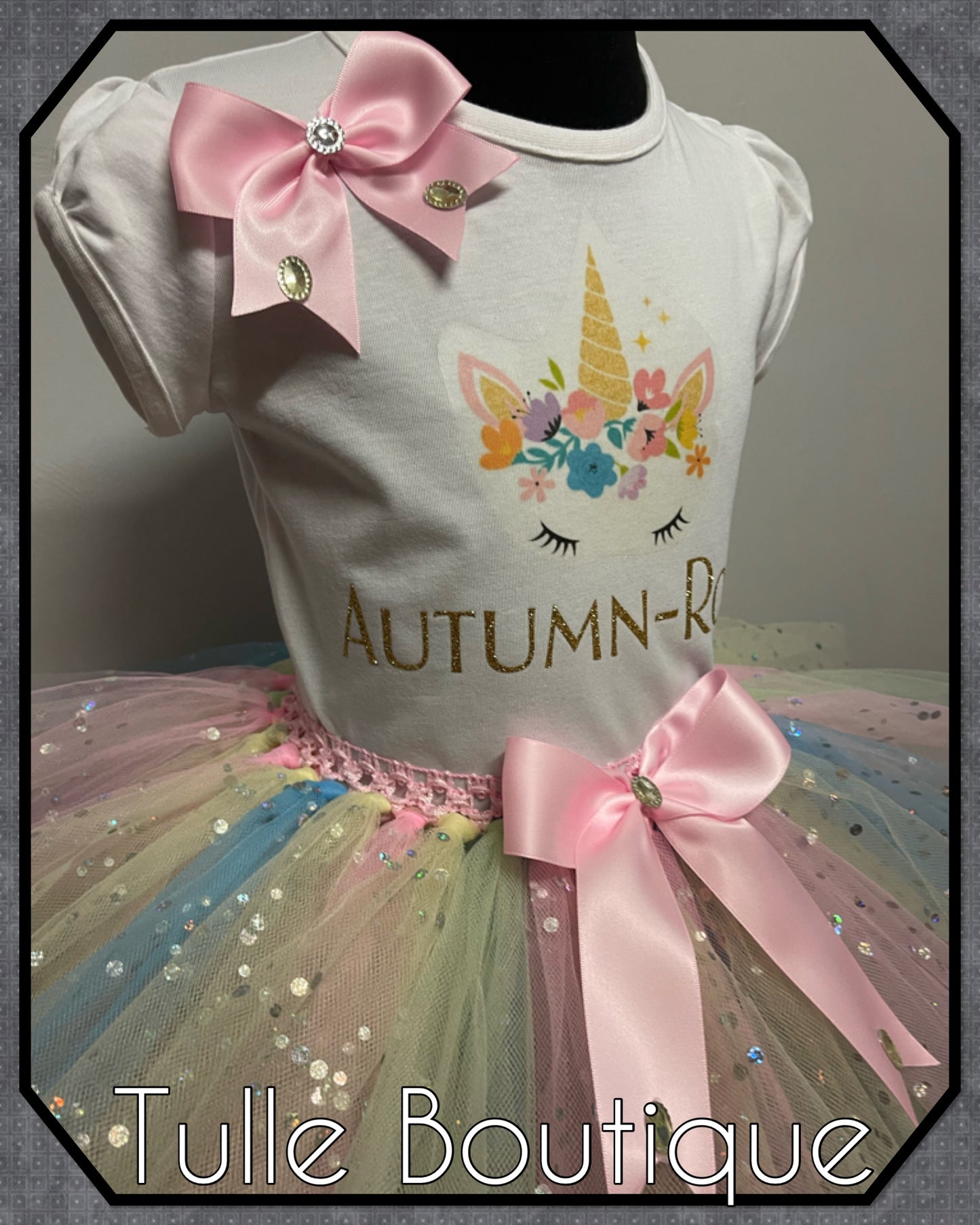 Pastel Rainbow unicorn T-shirt and tutu birthday party outfit