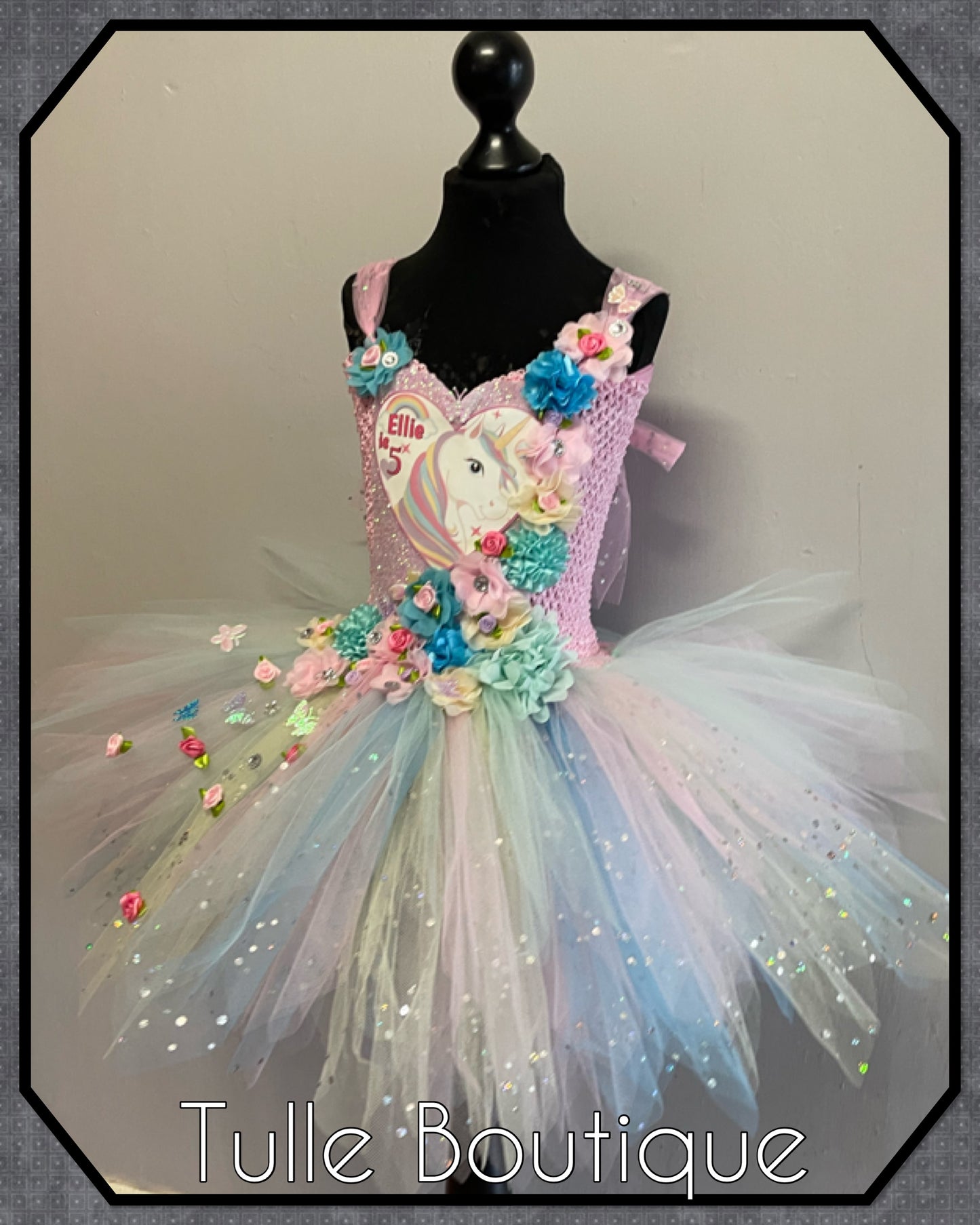 LARISA. Pastel Rainbow Unicorn princess tutu birthday party dress