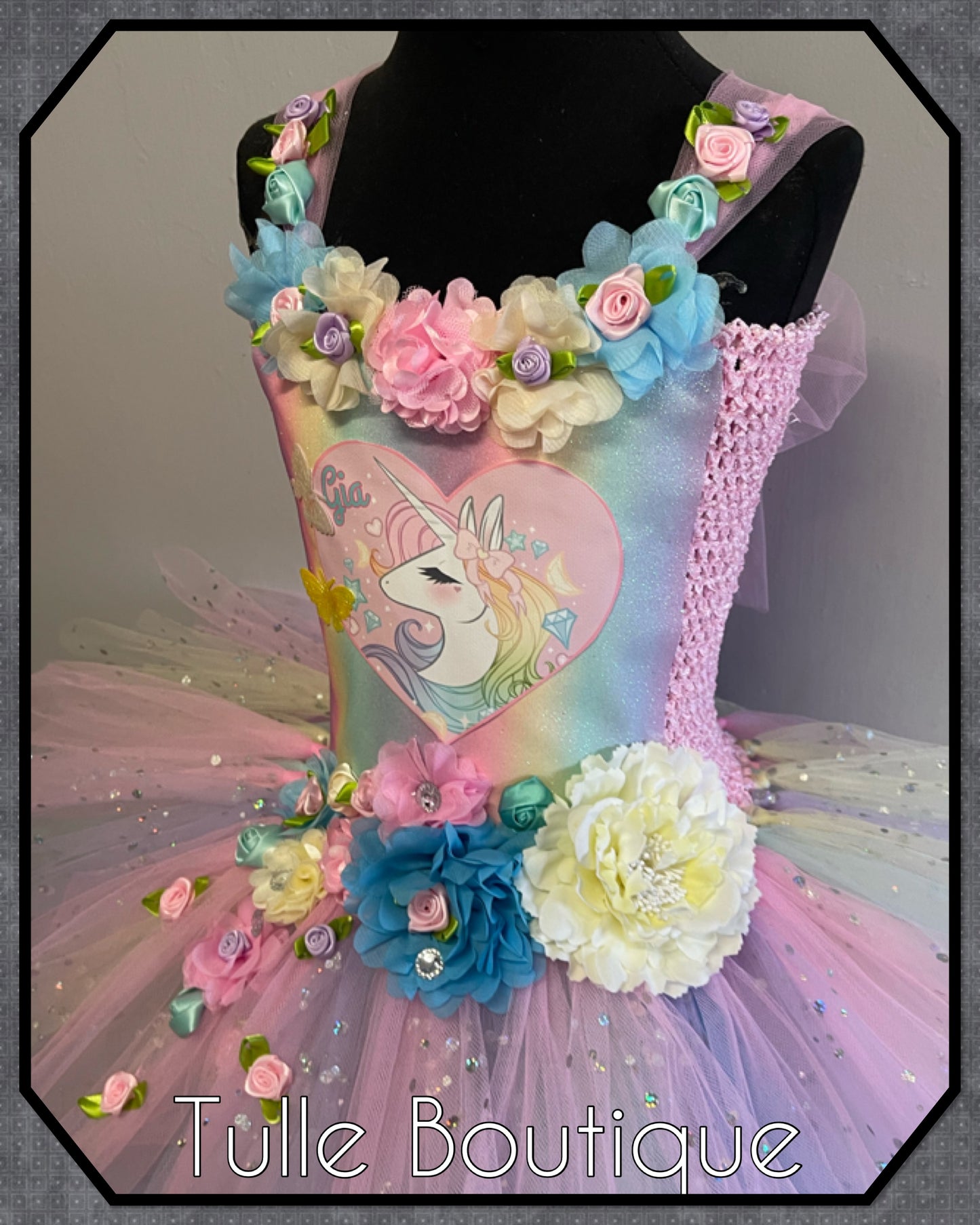 LUCY. Pastel Rainbow Unicorn princess tutu birthday party dress