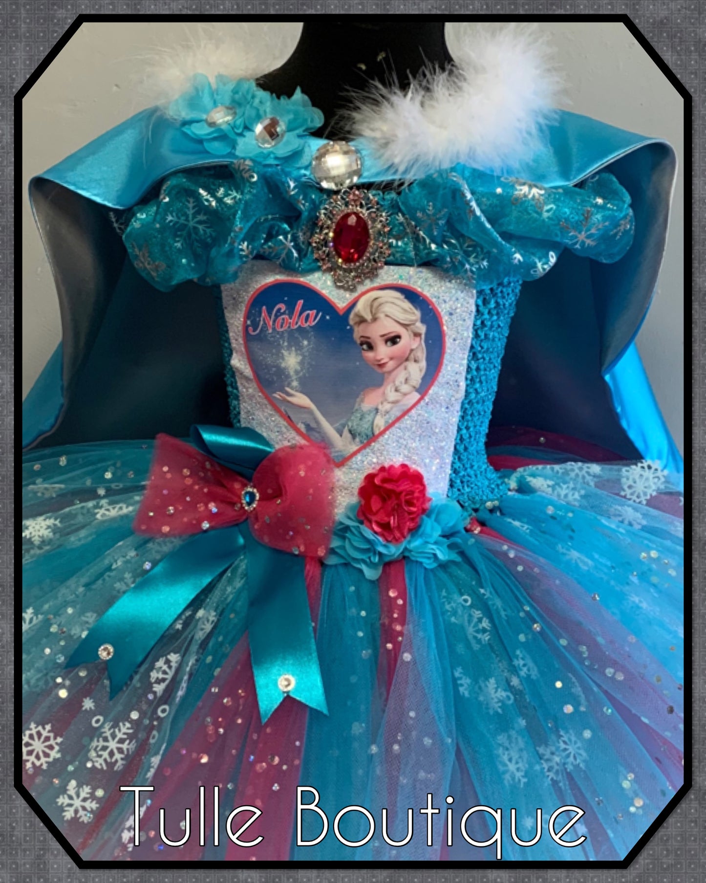 Frozen Elsa princess tutu birthday party dress with hotpink pop