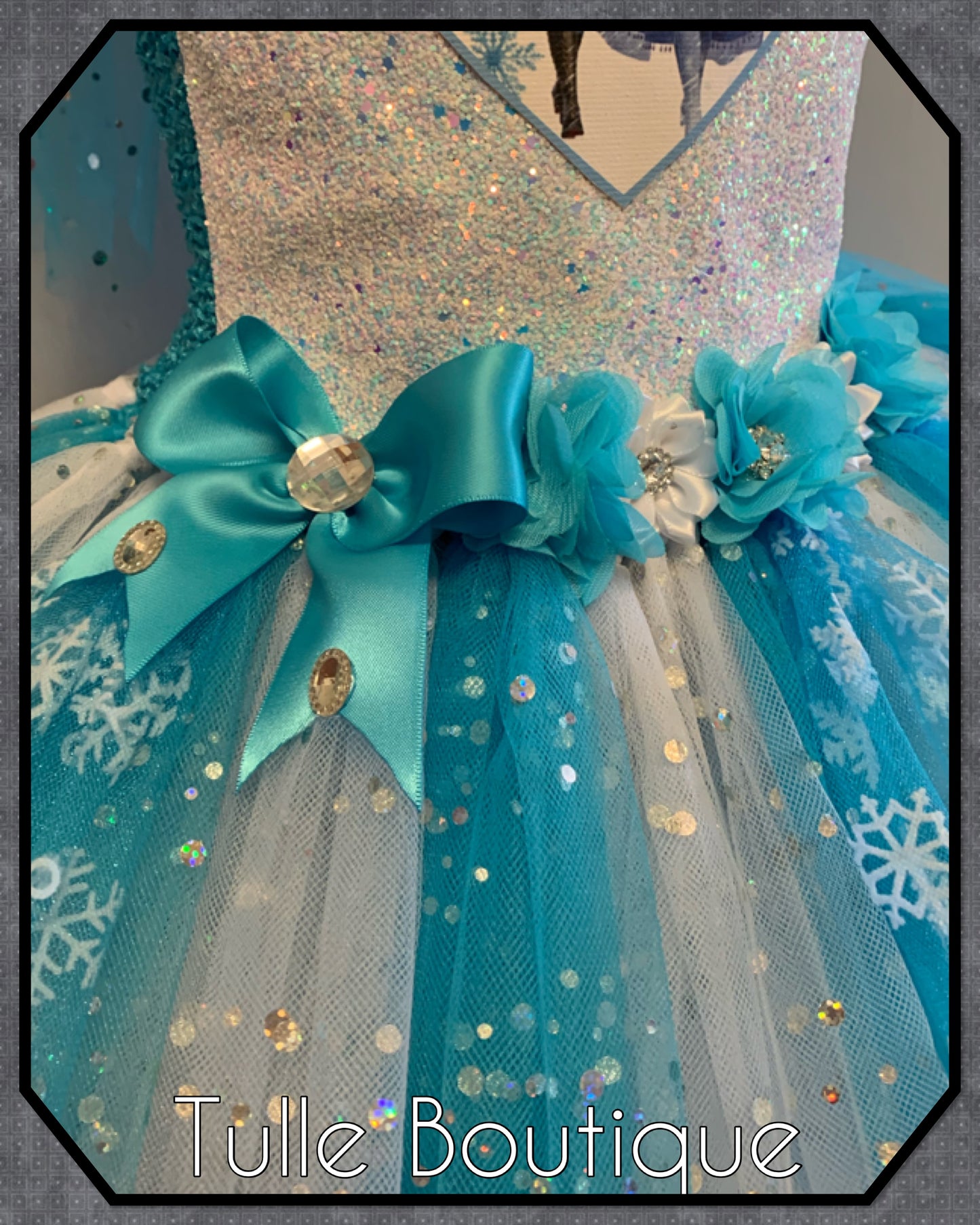 Frozen Elsa and Anna snowflake ballgown tutu dress and cape