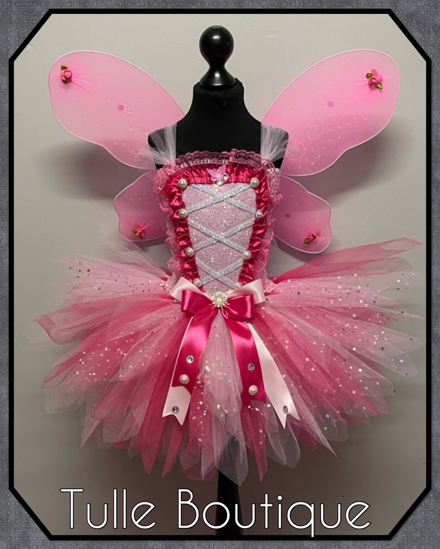 Pink sparkle fairy princess tutu birthday party dress