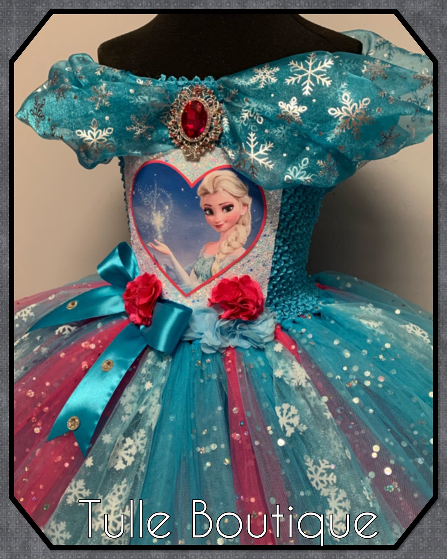 Frozen Elsa princess tutu birthday party dress with hotpink pop