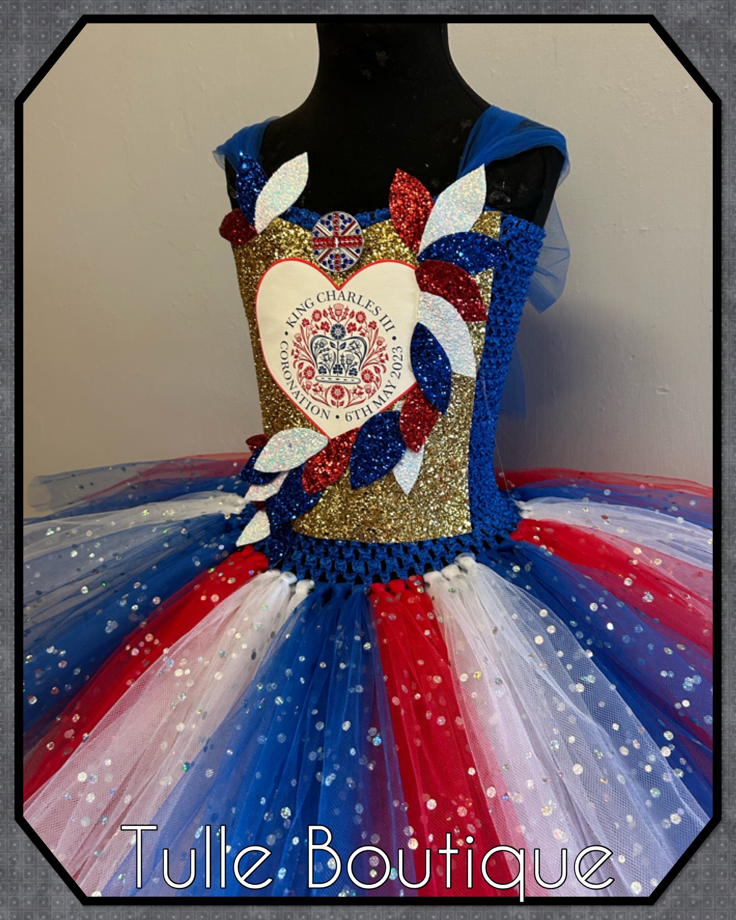 Union Jack Royal Princess Kings Coronation Crown tutu dress
