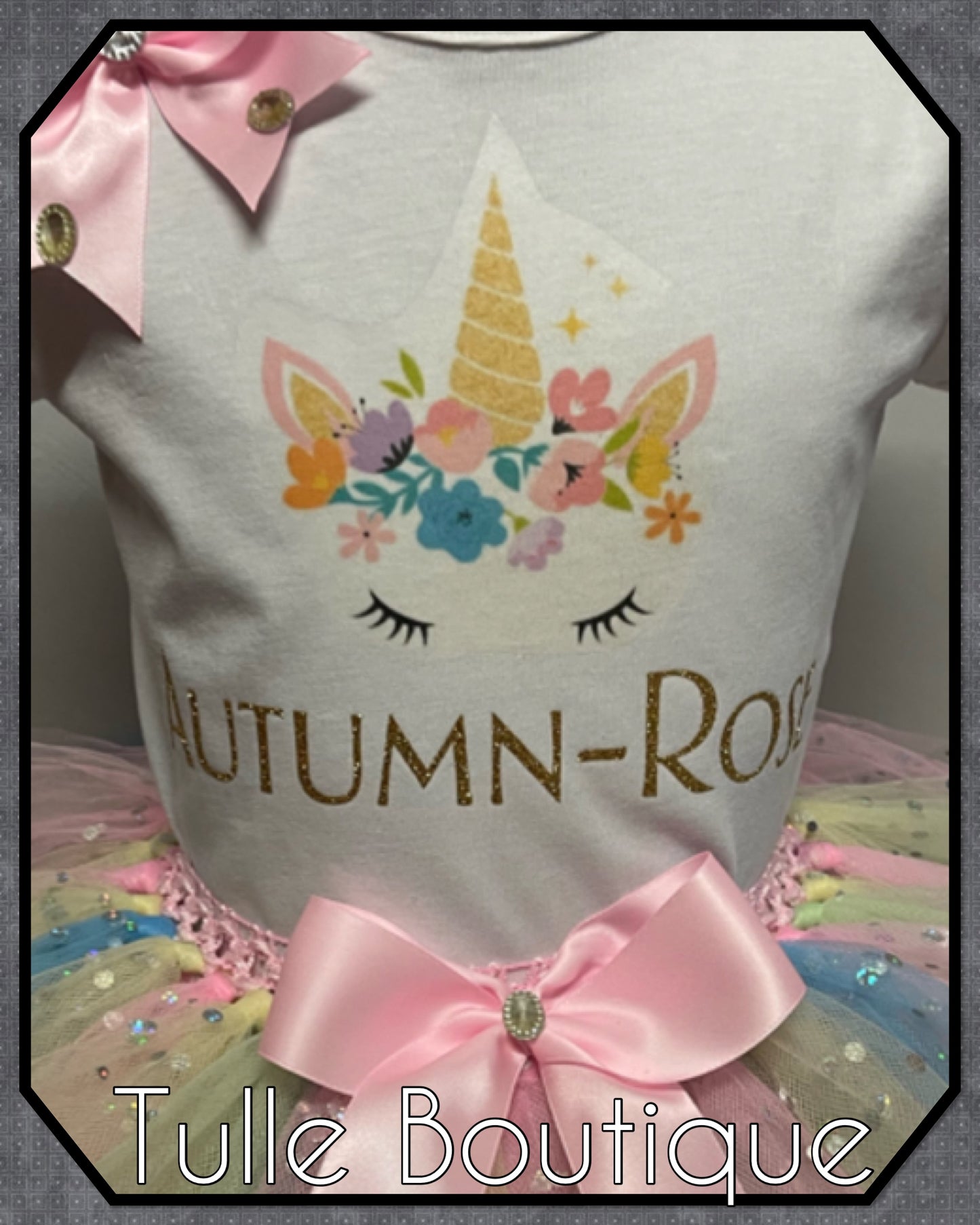 Pastel Rainbow unicorn T-shirt and tutu birthday party outfit