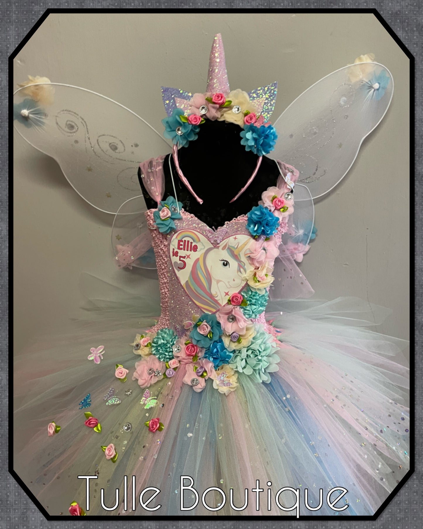 LARISA. Pastel Rainbow Unicorn princess tutu birthday party dress