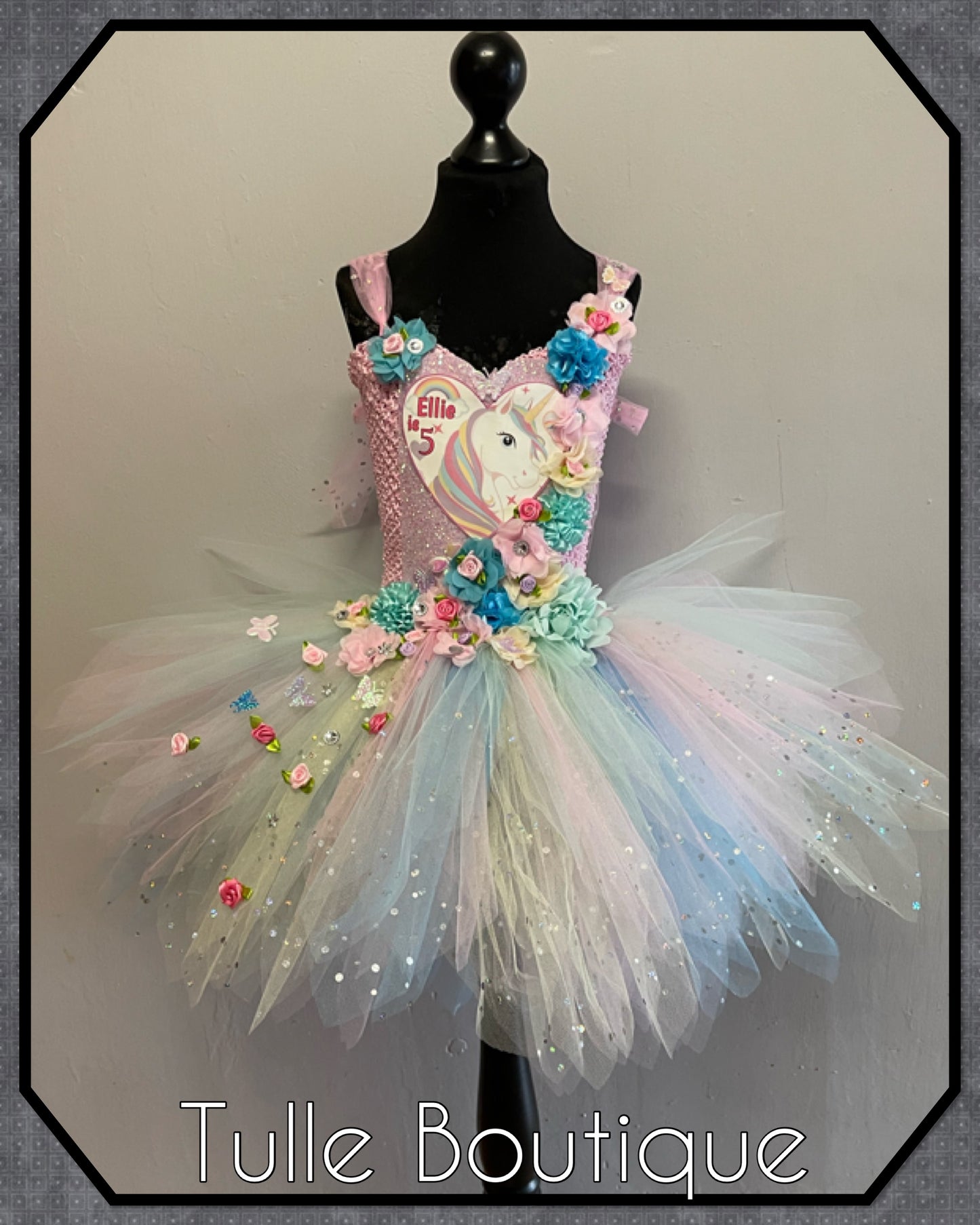 LARISA. Pastel Rainbow Unicorn princess tutu birthday party dress