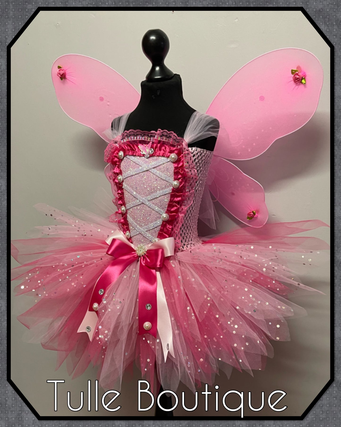 Pink sparkle fairy princess tutu birthday party dress