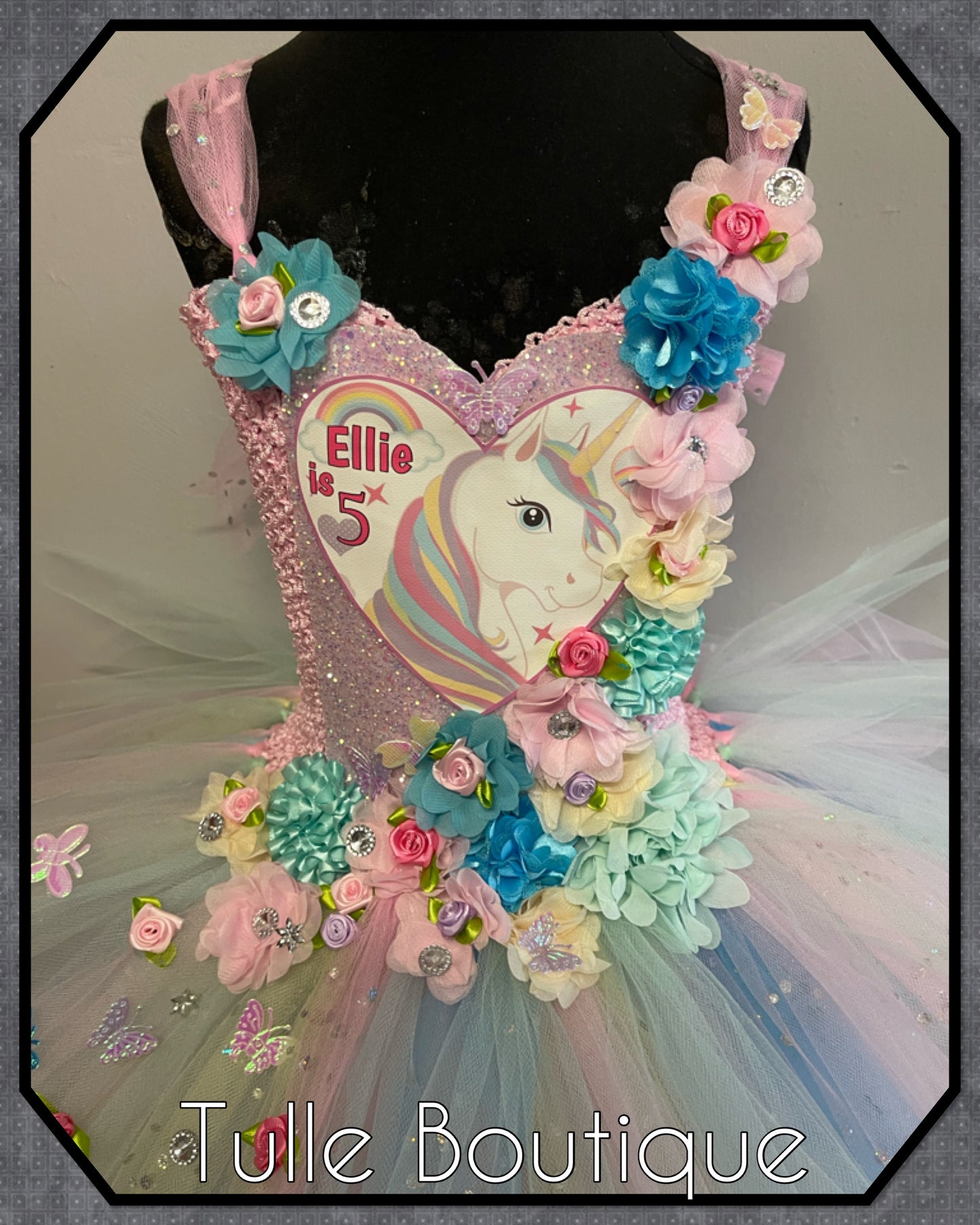 LARISA. Pastel Rainbow Unicorn princess tutu birthday party dress