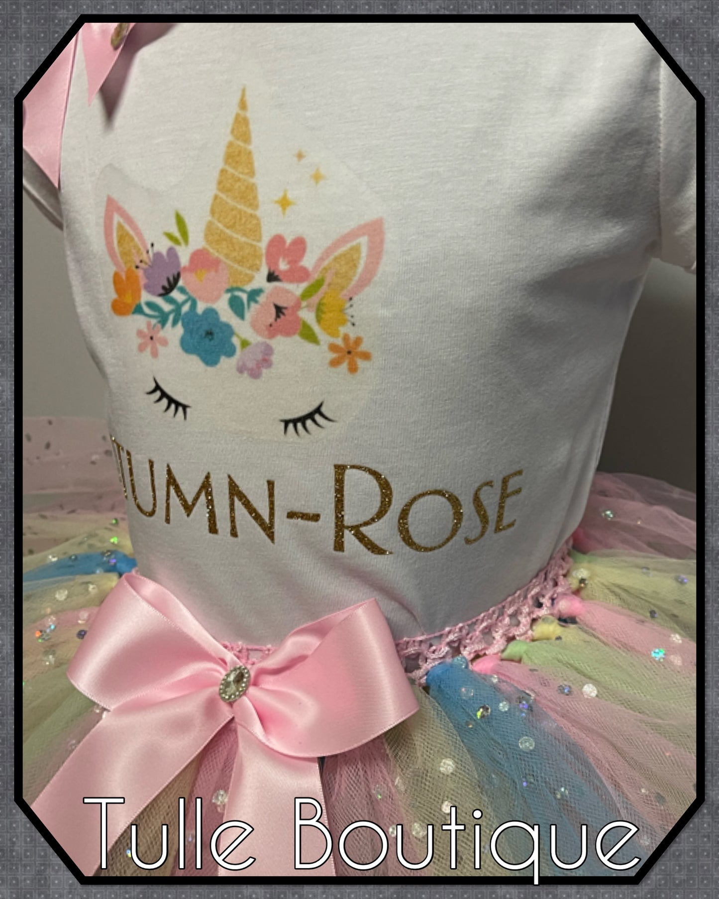 Pastel Rainbow unicorn T-shirt and tutu birthday party outfit