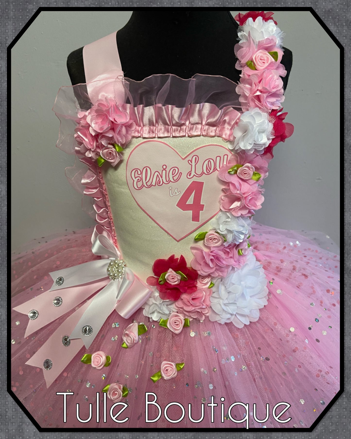 Girls Baby pink personalized Princess ballgown tutu dress