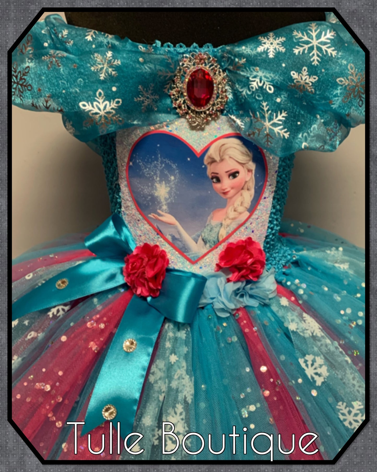Frozen Elsa princess tutu birthday party dress with hotpink pop