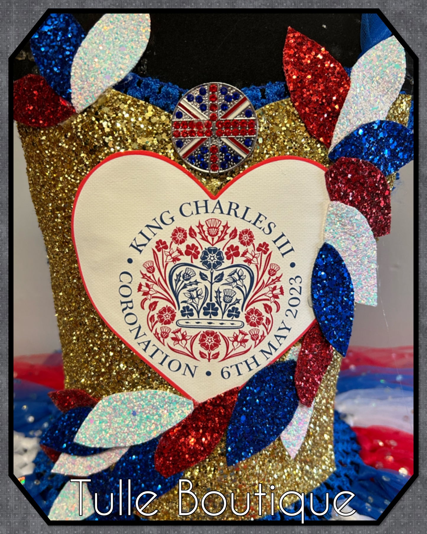 Union Jack Royal Princess Kings Coronation Crown tutu dress